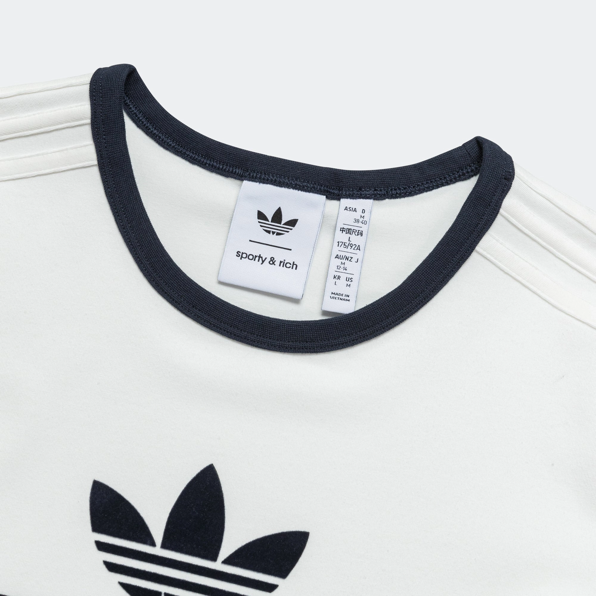 Womens T-Shirt x Sporty & Rich - Cream White/Night Navy Relaxed Style Heather Texture Finish