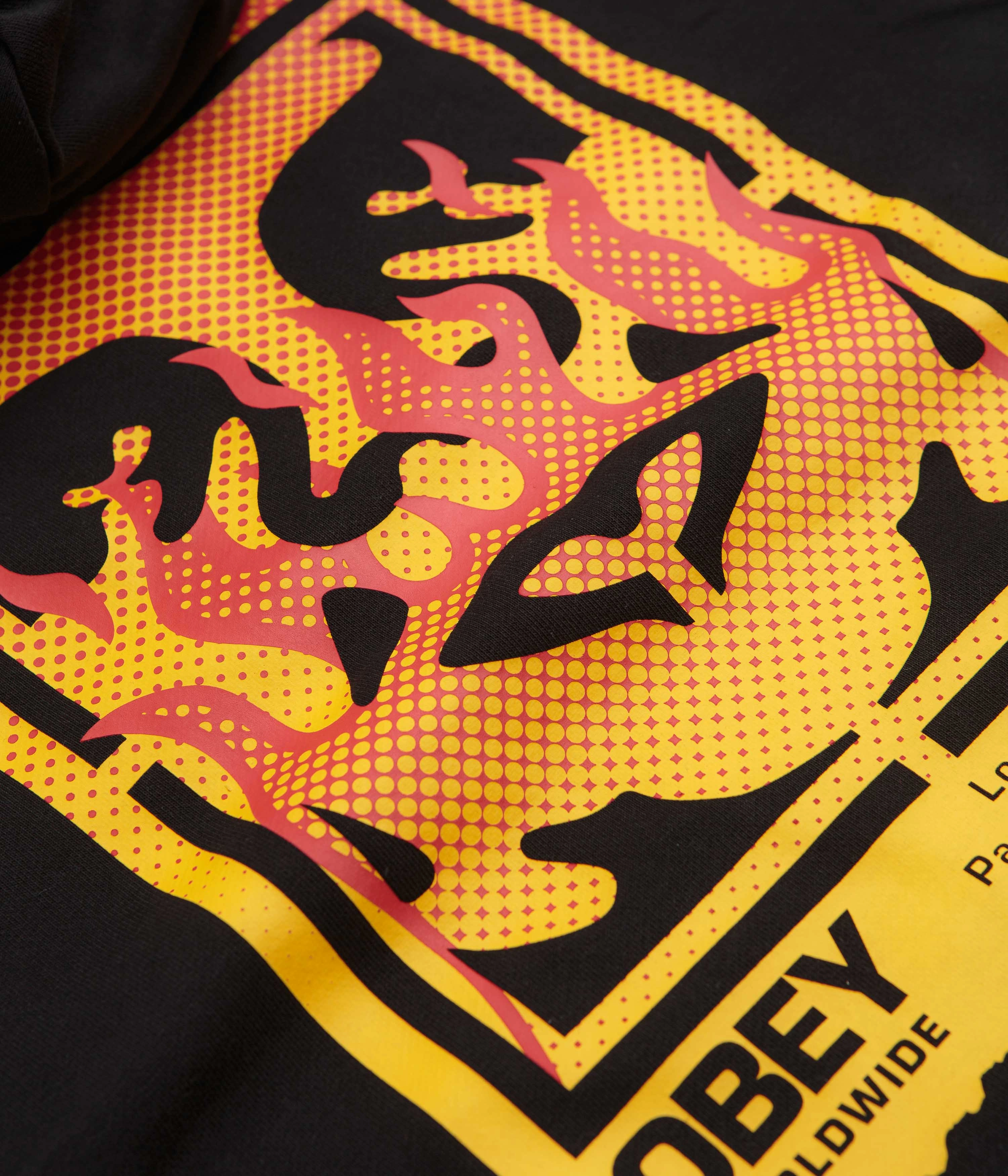 EcoFriendlyMaterial Obey Icon Stencil Flame Hoodie - Black