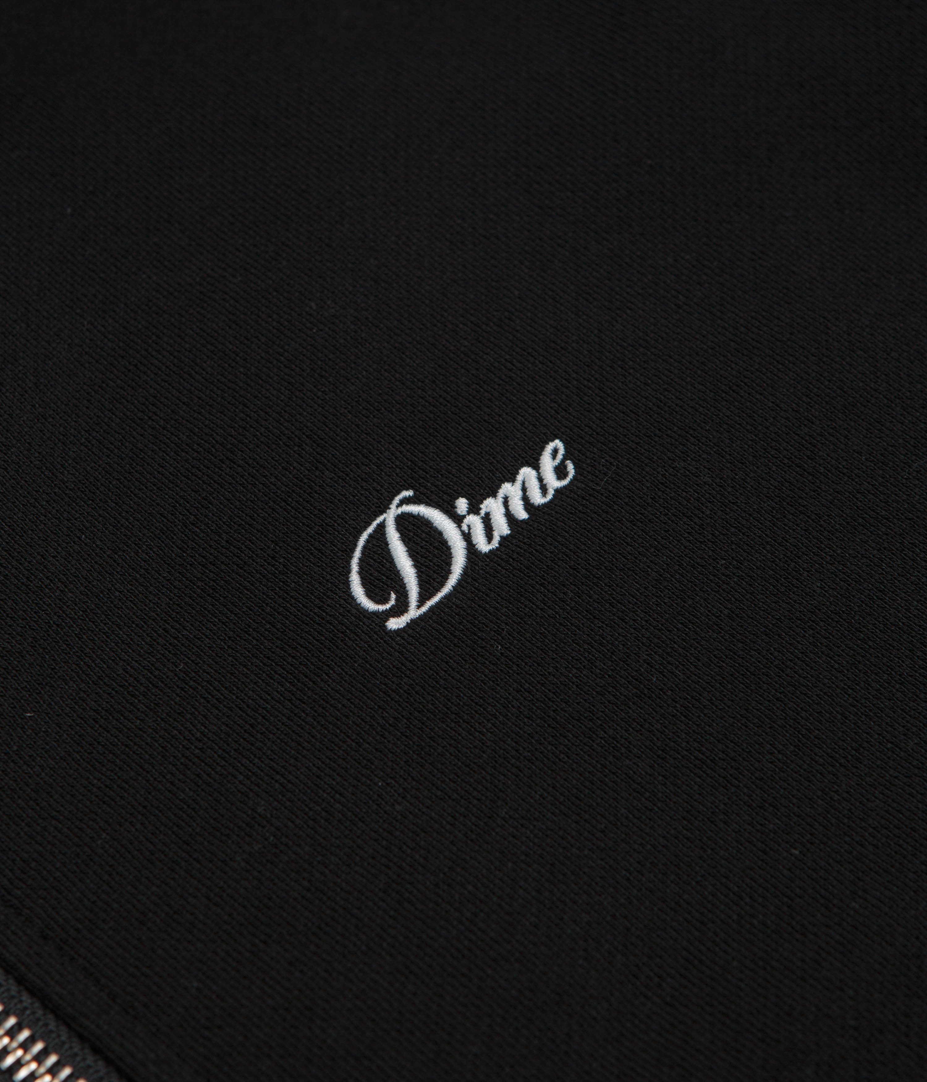 Dime Cursive Full Zip Hoodie - Black Themed wear Reinforced Seams