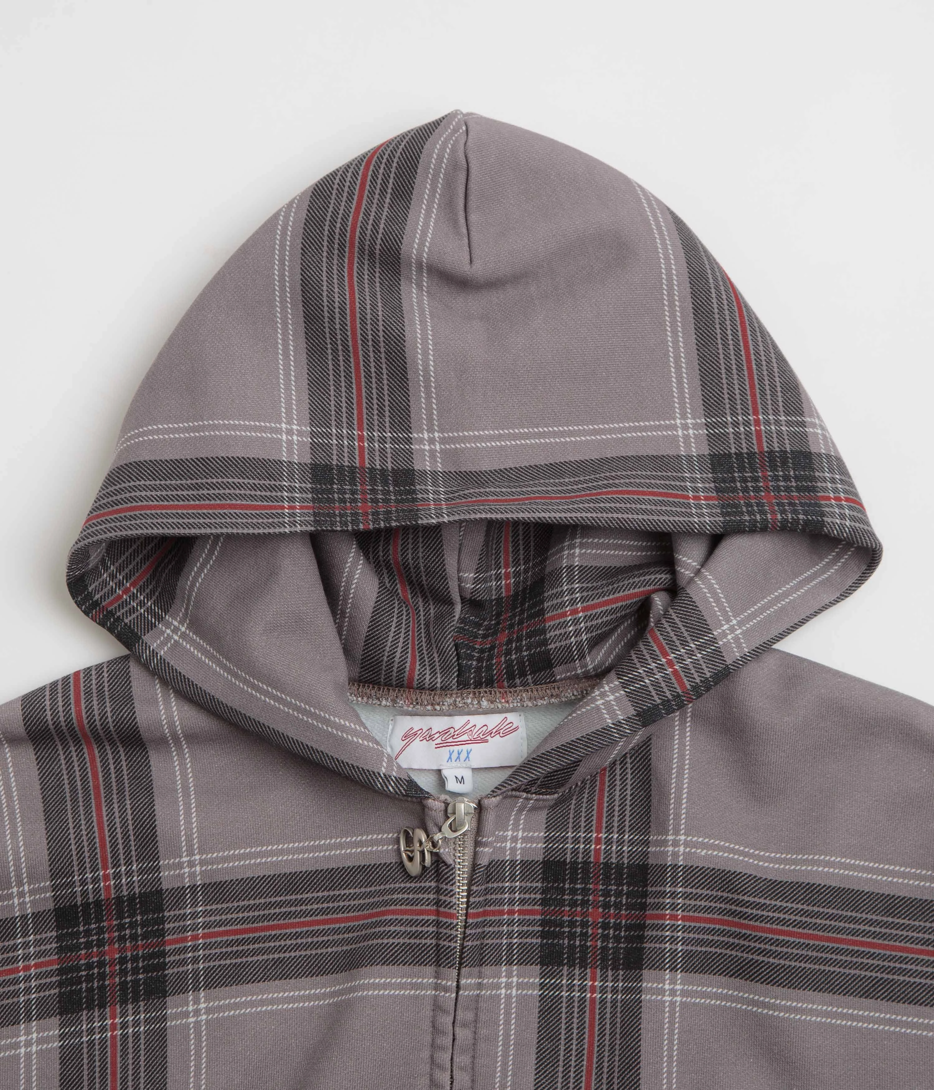 Yardsale Crib Checked Hoodie - Grey Multi Panel Construction