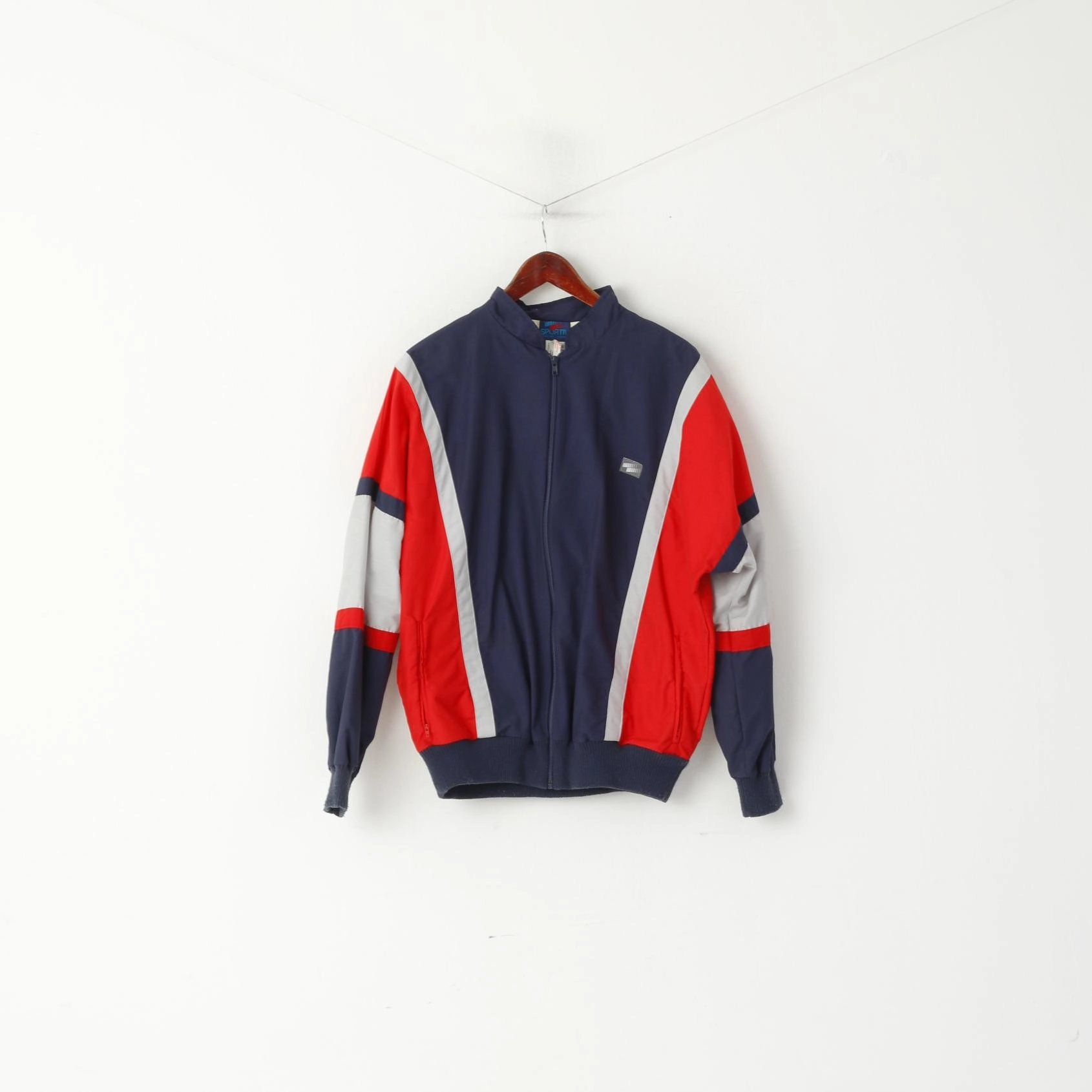 Sportiv Men 54 L Jacket Navy Vintage Sportswear 90s Full Zipper Bomber Top Functional Fit