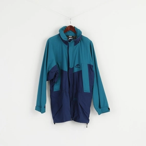 Helly Hansen Men M Jacket Green Navy Waterproof Nylon Full Zipper Outdoor Top Light Padding