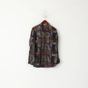 Travel Friendly Raja Men 42 L Casual Shirt Purple Abstract Print Long Sleeve Soft Viscose Top