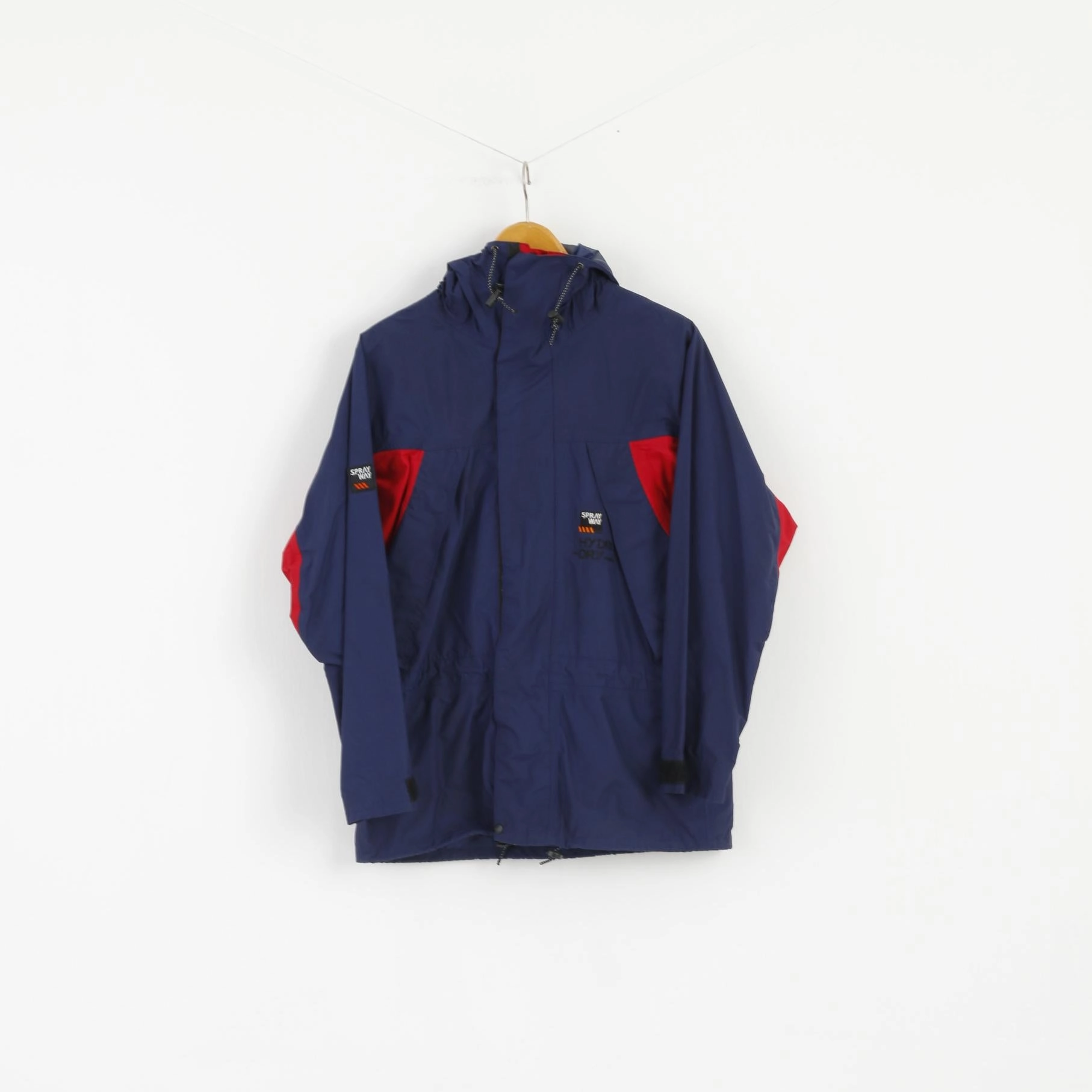 Spraway Men S Jacket Navy Hydro-Dry Nylon Outdoor Hooded Rain Top All-Purpose Jacket Cravat