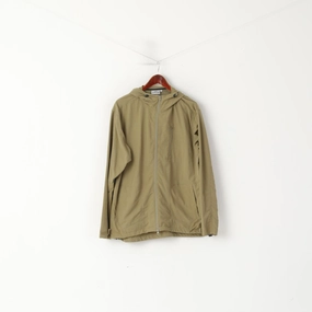 quick dry Windproof Shell Sprayway Men L Jacket Khaki Nylon Lightweight Hooded Full Zipper Outdoor Top
