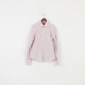 Abercrombie & Fitch Men L Casual Shirt Striped White Collar Long Sleeve Muscle New York  Cotton Top Anniversary Special Contemporary Look