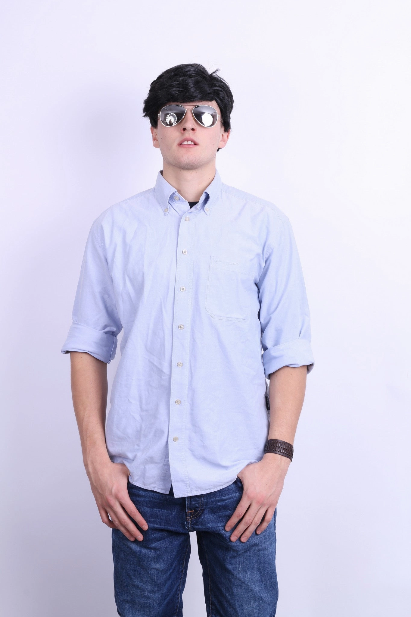 Sustainable Material State of Art Mens M Casual Shirt Blue Cotton Classic