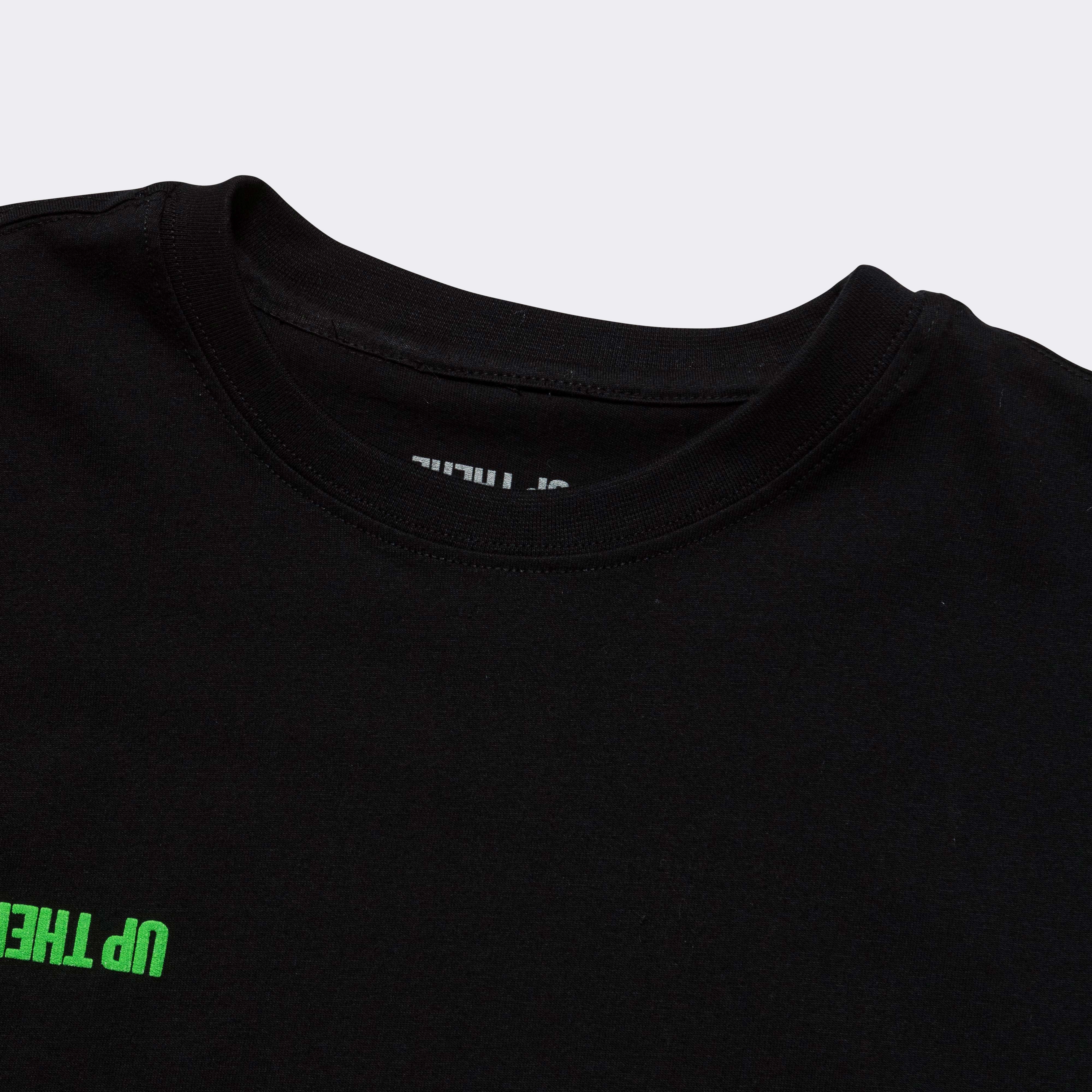 Soft and Cozy Drop Shoulder Design SS Logo Tee - Black/Green