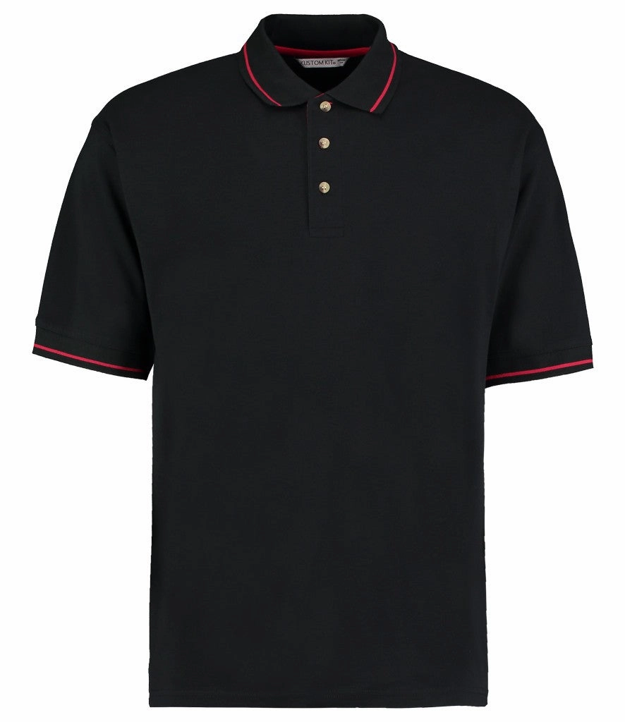 Weekend Ready AntiFade Technology St Mellion Contrast Tipped Polo Shirt | BLACK/BRIGHT RED