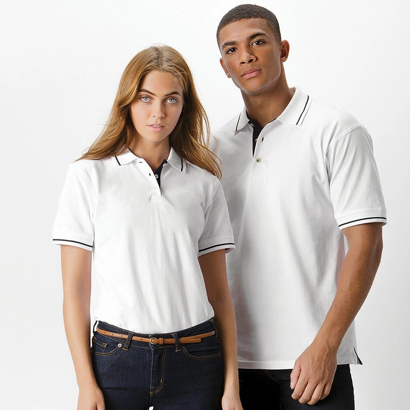 St Mellion Contrast Tipped Polo Shirt | BLACK/BRIGHT RED Fashionable Comfort