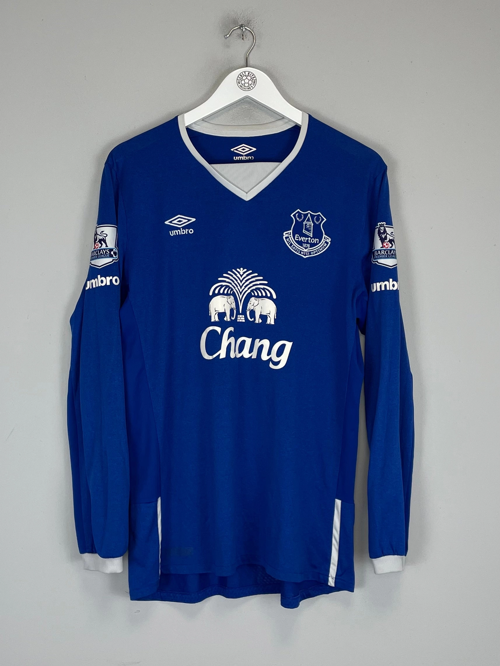 Adjustable Drop Tail 2015/16 EVERTON FERGUSON #9 L/S HOME SHIRT (L) UMBRO