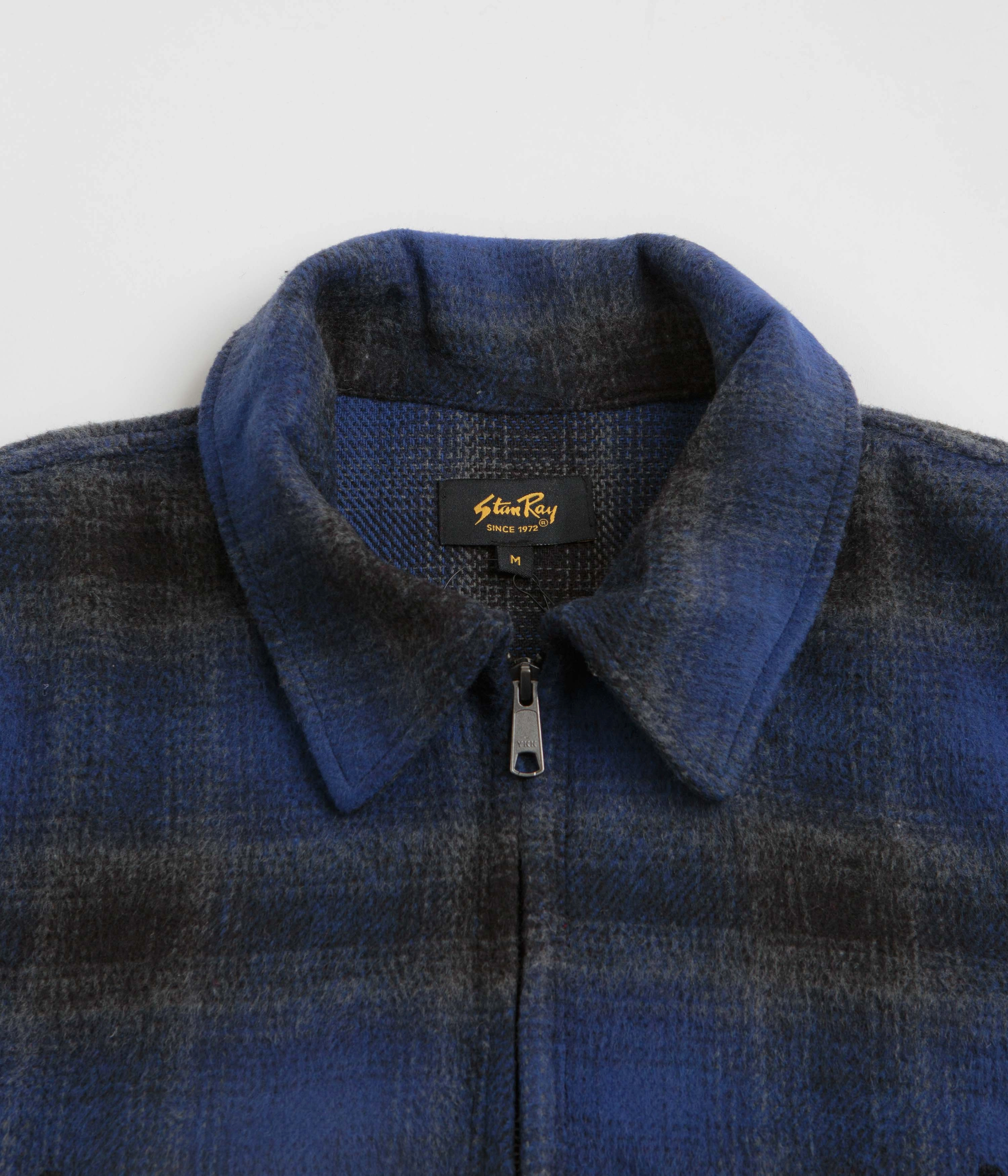Foldable Collar Design cloudy Stan Ray Mackinaw Jacket - Navy Plaid