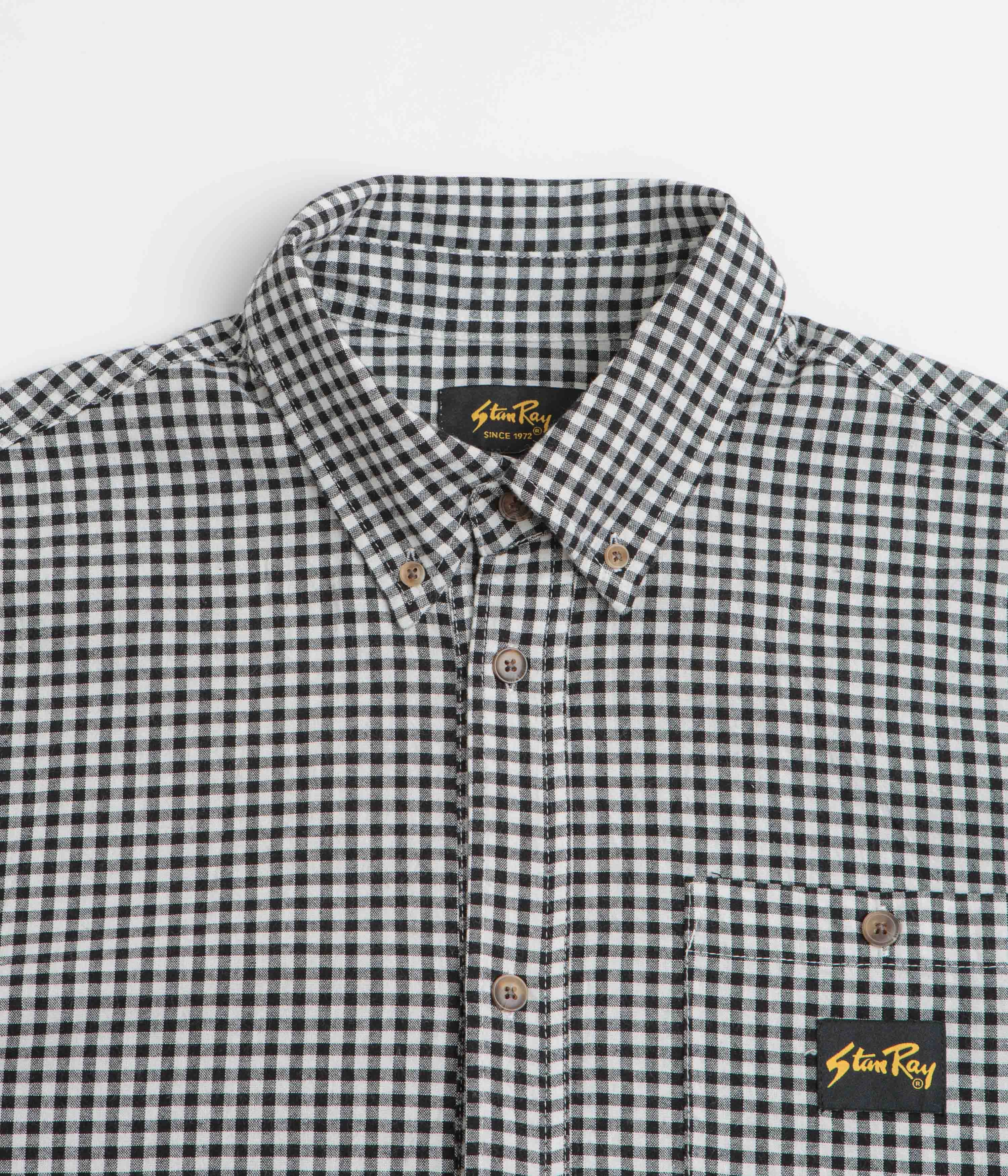 Loose style Stan Ray Short Sleeve Flannel Shirt - Shale Check