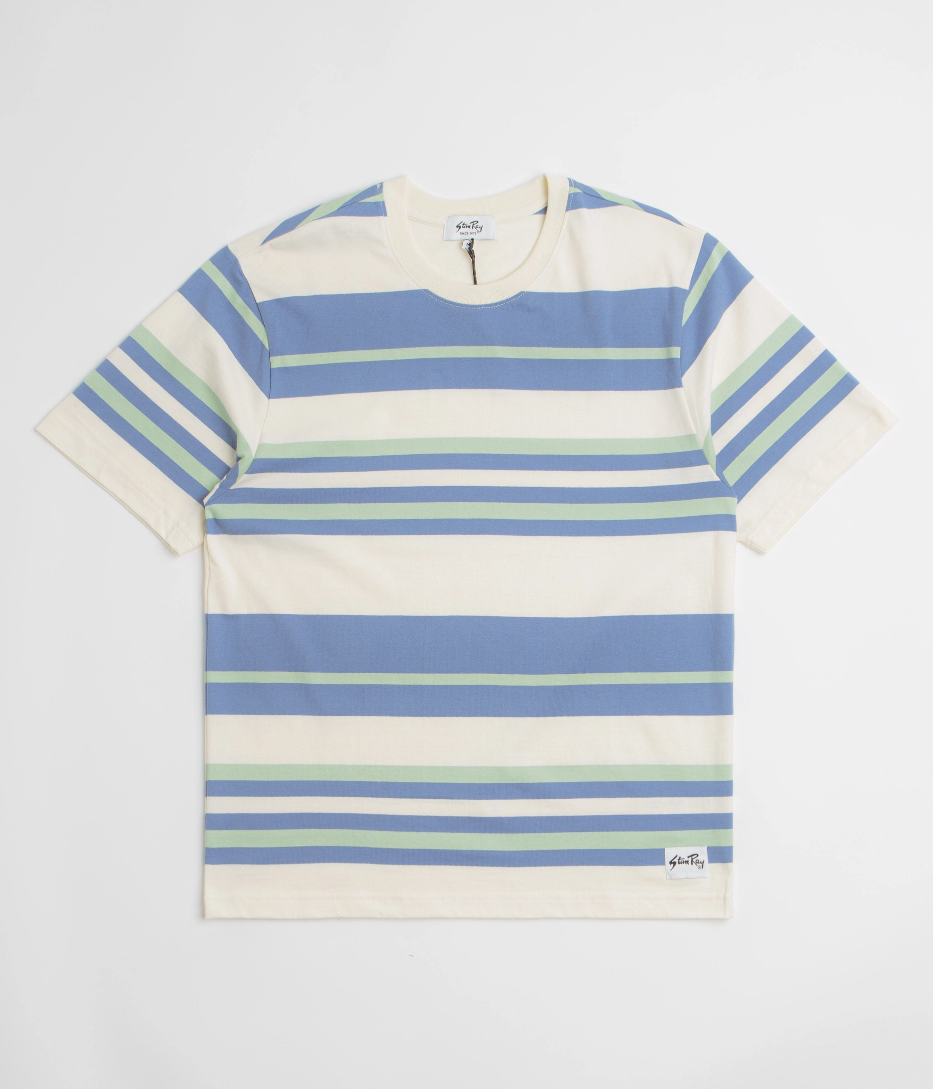Stan Ray Stripe T-Shirt - Natural Flexible Ribbed Cuffs ZeroWaste Production