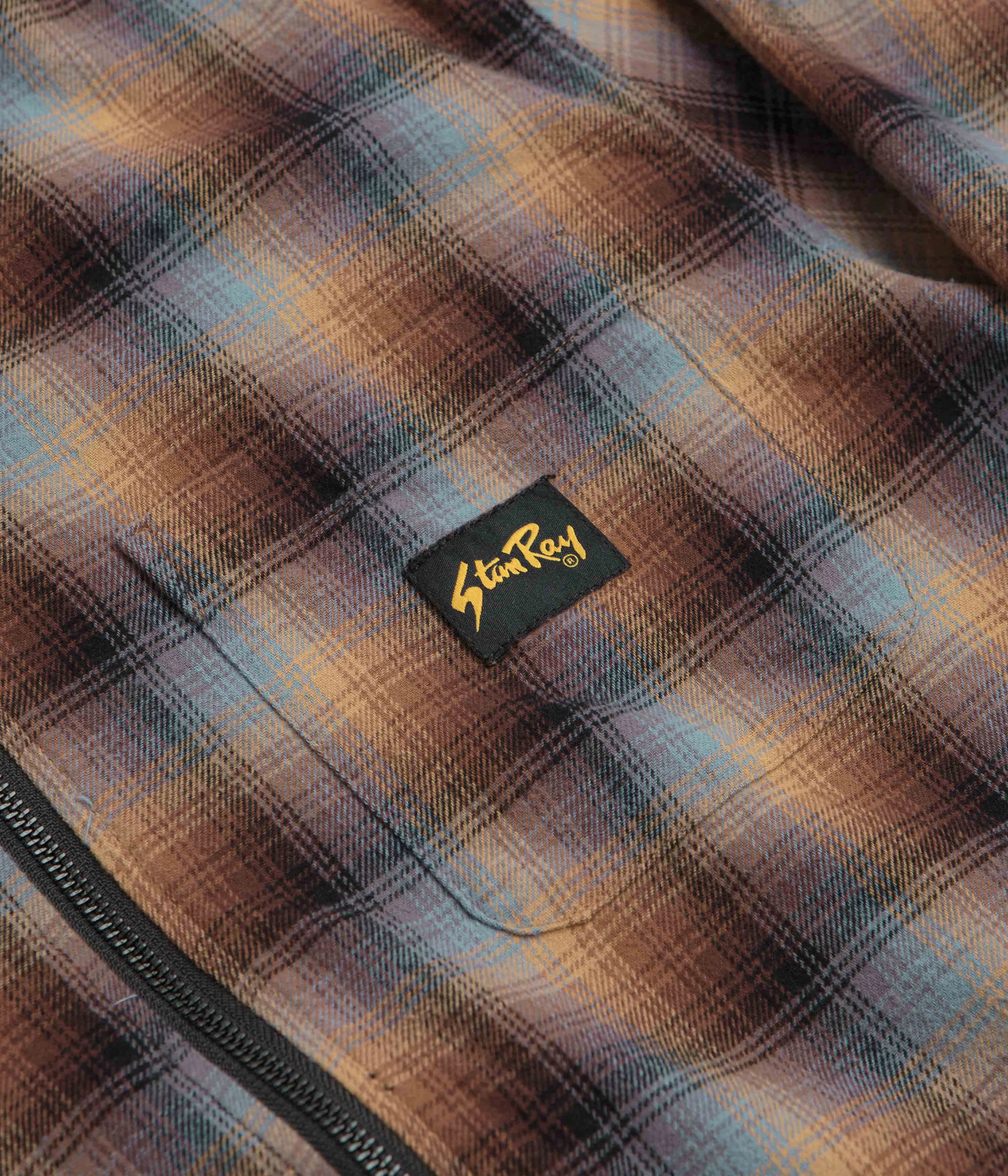 Stan Ray Zip Shirt - Brown / Blue Plaid Thermal Regulation Fabric Versatile Design