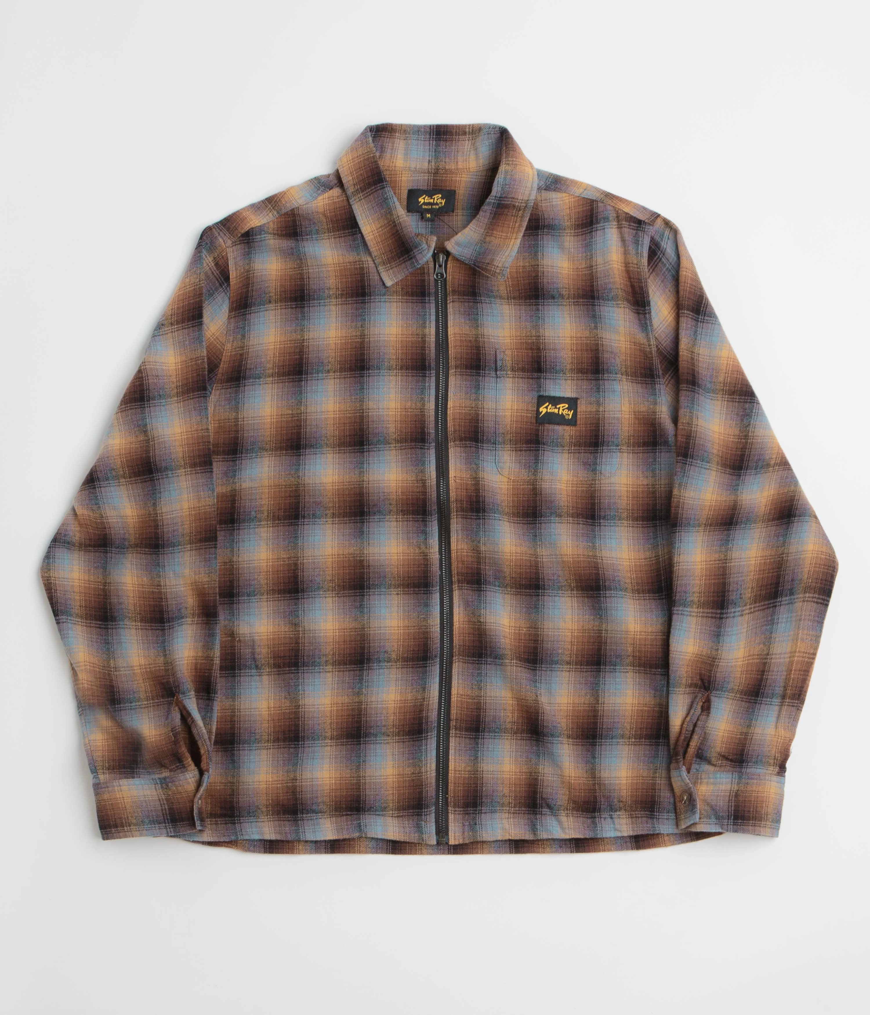 Stan Ray Zip Shirt - Brown / Blue Plaid High-End Fashion