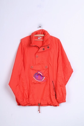 Loffler Mens 48 S Jacket Anorak Orange Nylon Waterproof Kangaroo Pocket Hood Sort home - party