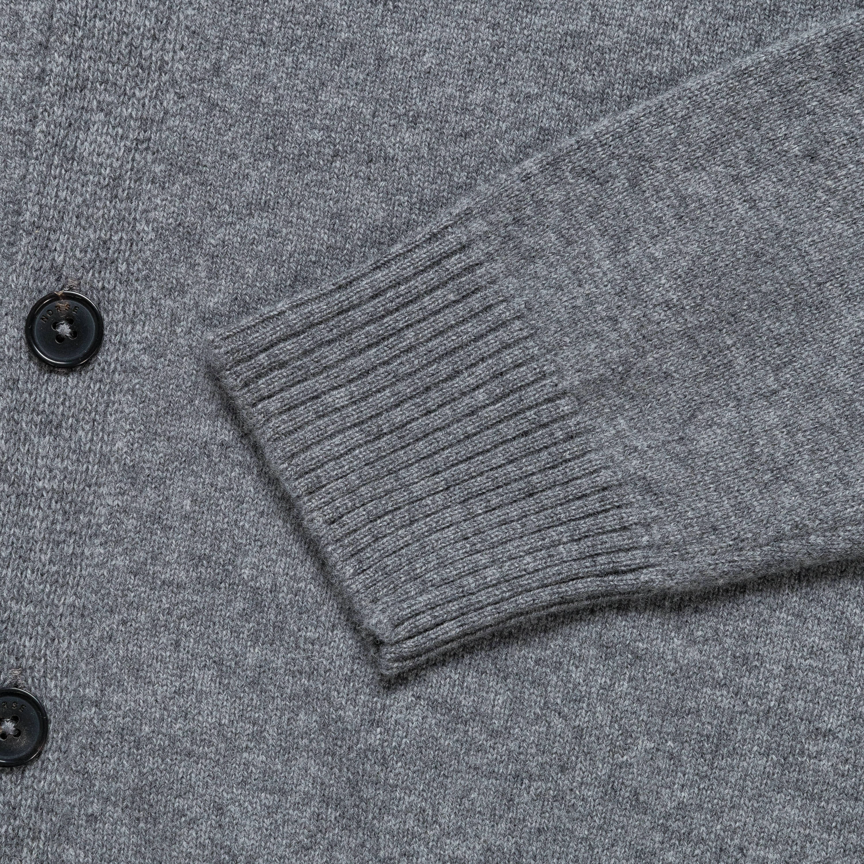 LowMaintenance Fabric Inner Layer Standard Merino Lambswool Cardigan - Grey Melange