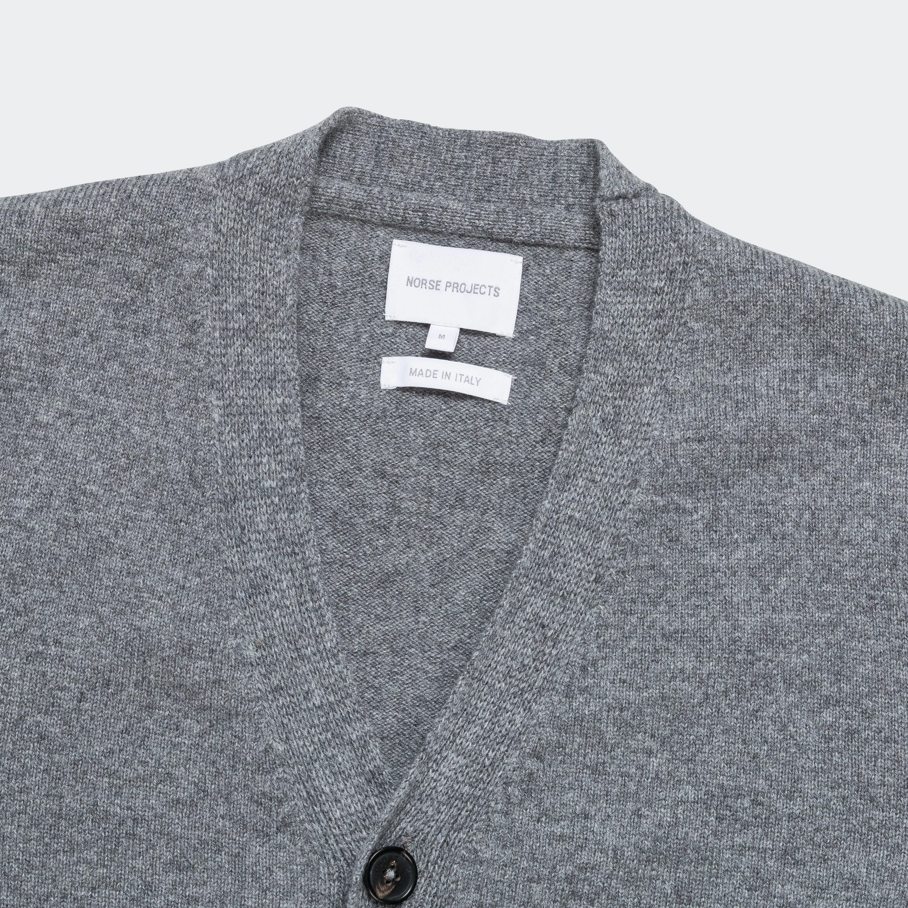 Cold Trend Standard Merino Lambswool Cardigan - Grey Melange