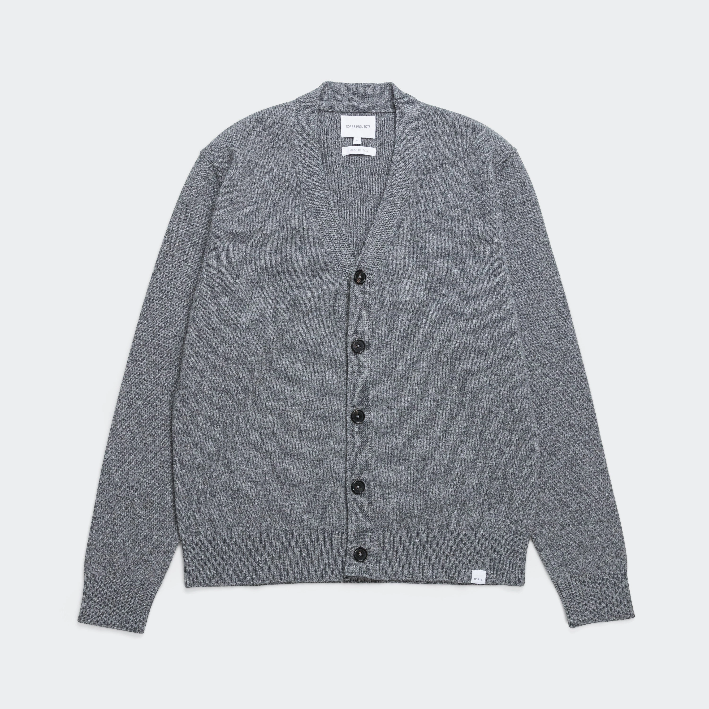 Soft Finish MachineWashable Standard Merino Lambswool Cardigan - Grey Melange