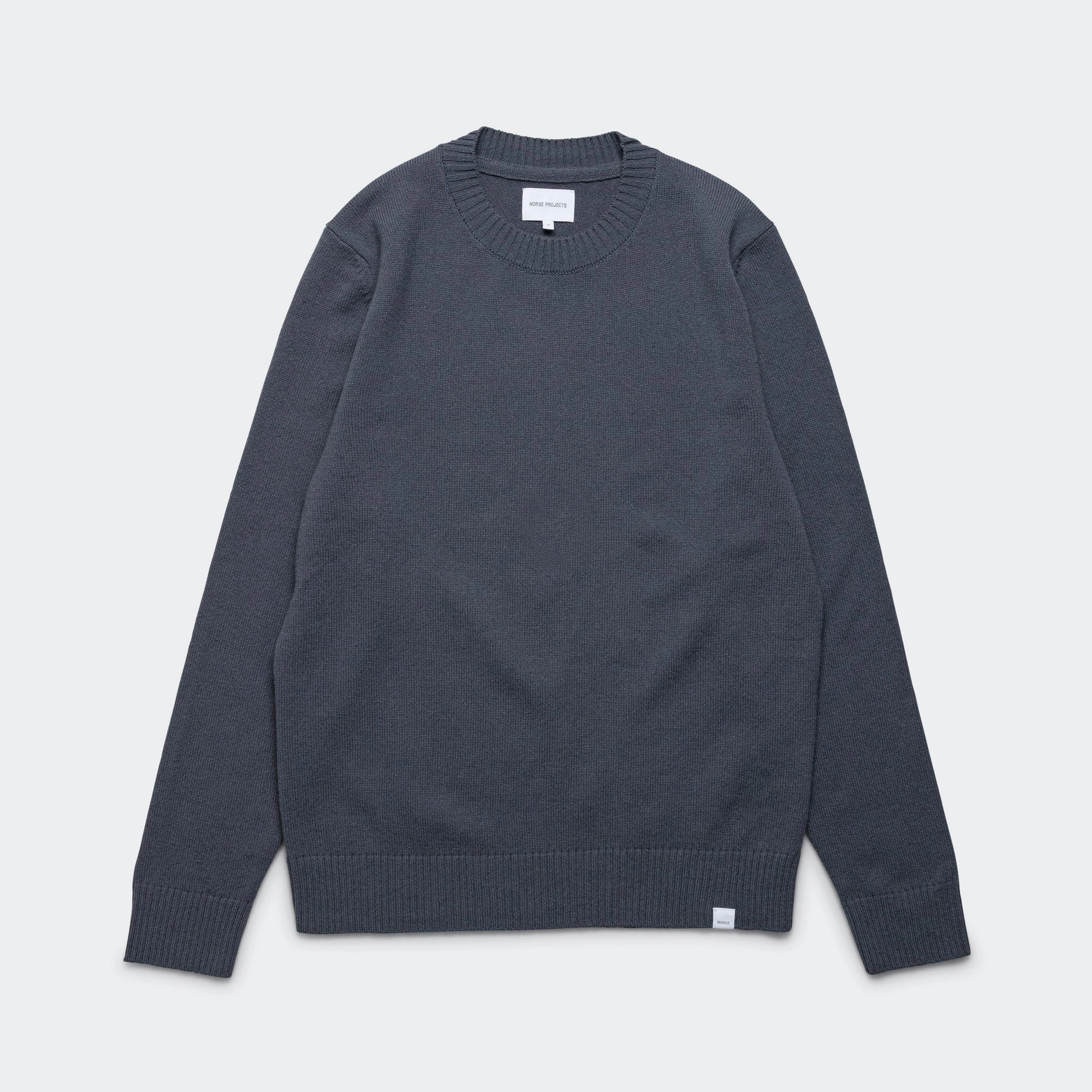 Ribbed Trim Travel Comforted Standard Merino Lambswool Sweater - Orion Blue