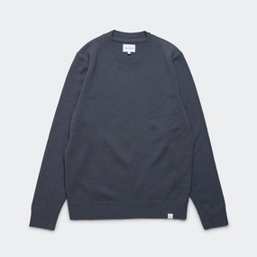 Ribbed Trim Travel Comforted Standard Merino Lambswool Sweater - Orion Blue