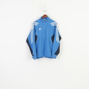 Adidas Men 38 40 174 M Jacket Blue Vintage Full Zipper Lightweight Sportswear Top Discuss beach scene
