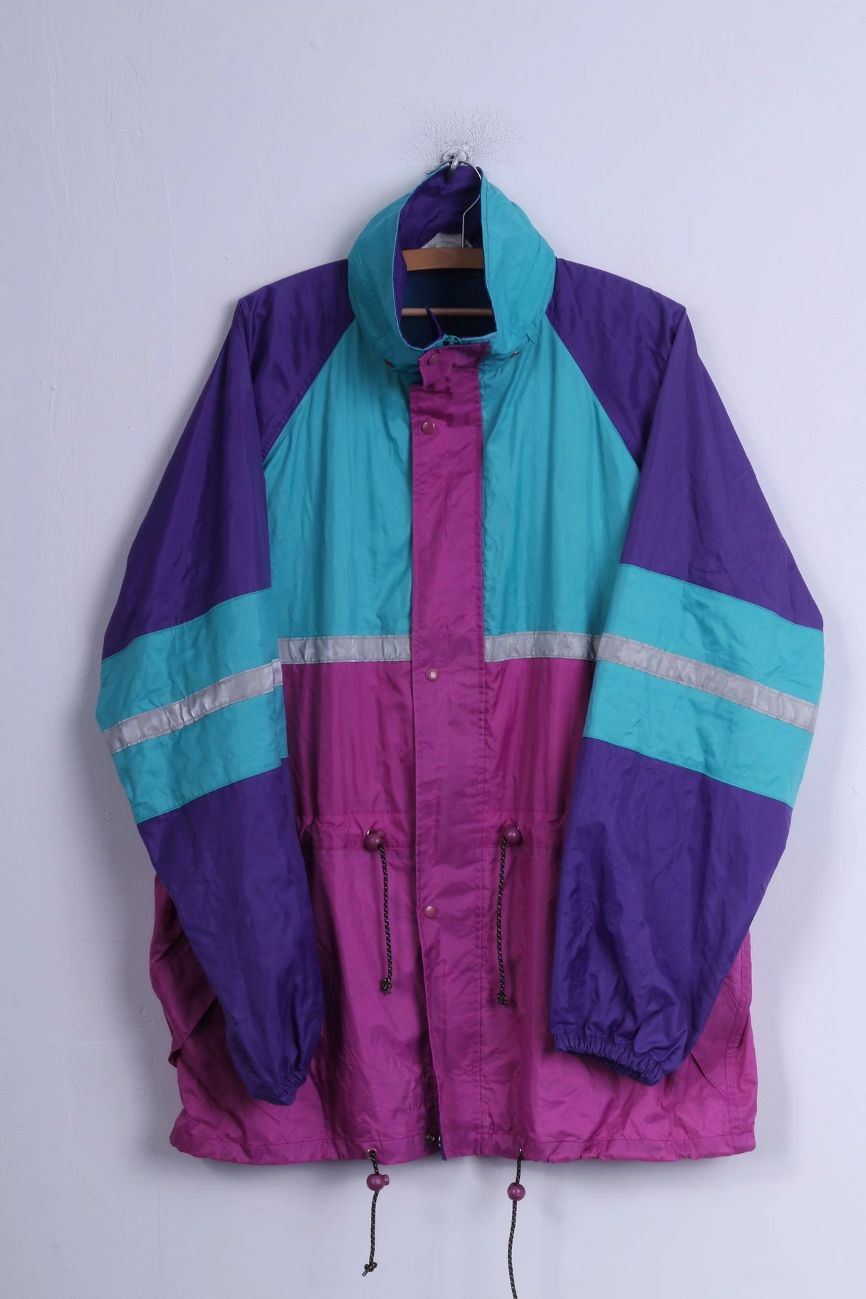 Euro Hike Mens XL Jacket Nylon Purple Festival retro Reflective Rain Coat Style Layer