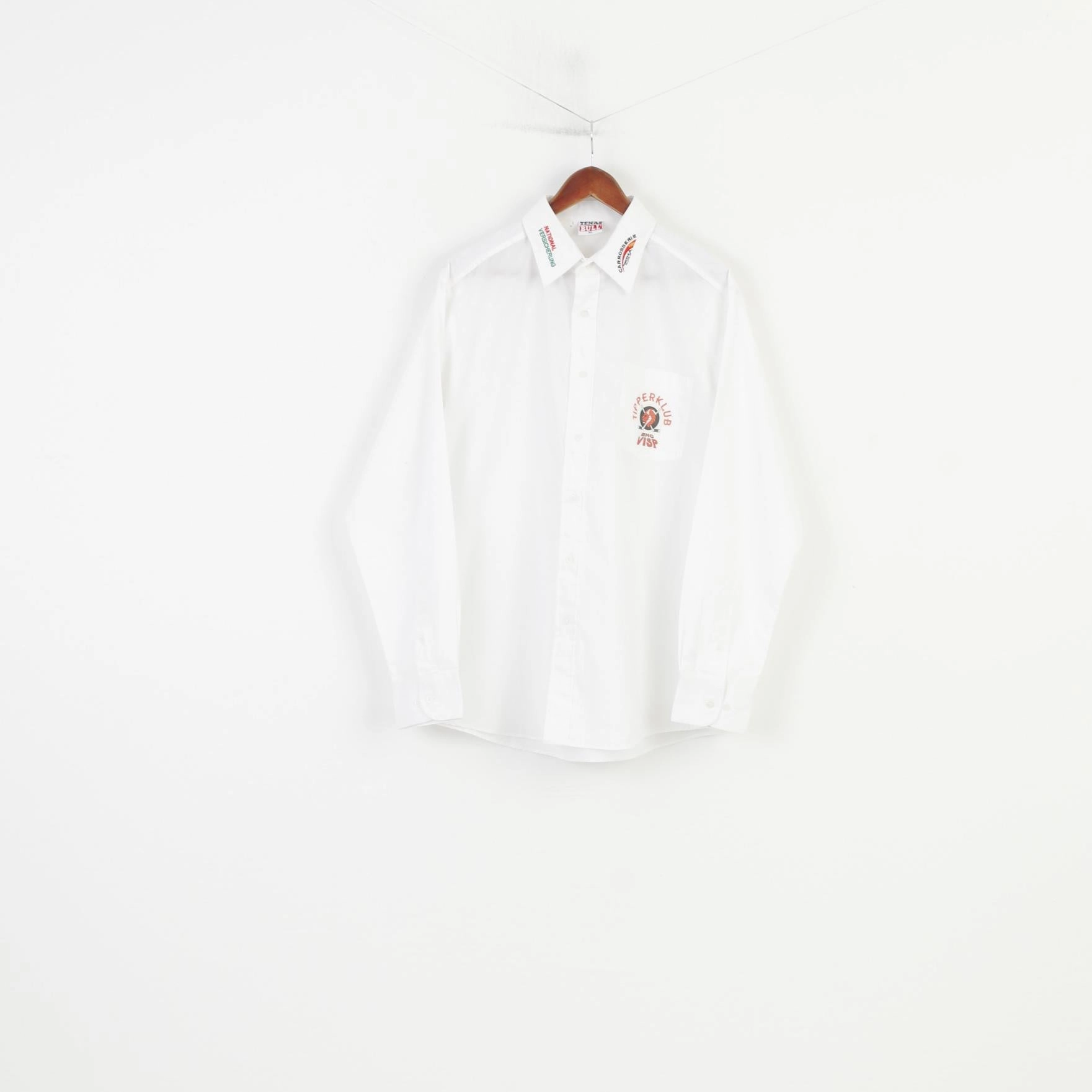 Texas Bull Men XL Casual Shirt White Ice Hockey Cotton Tipper Klub Ehc Visp Long Sleeve Top Flexible Movement