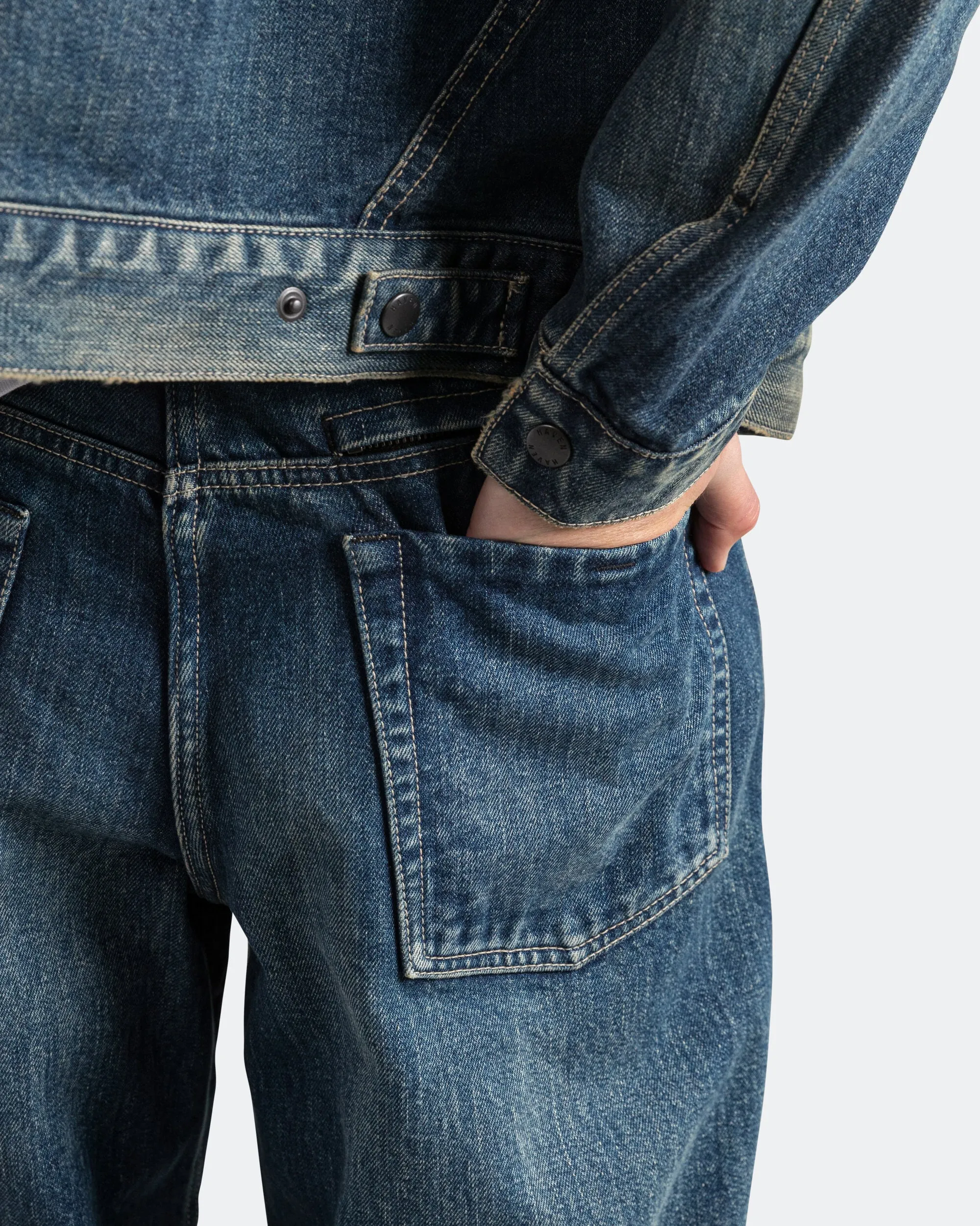 Station Pant - Suvin Cotton Denim Washed Navy Winter Warmth Festival Outfit Outdoor Adventure