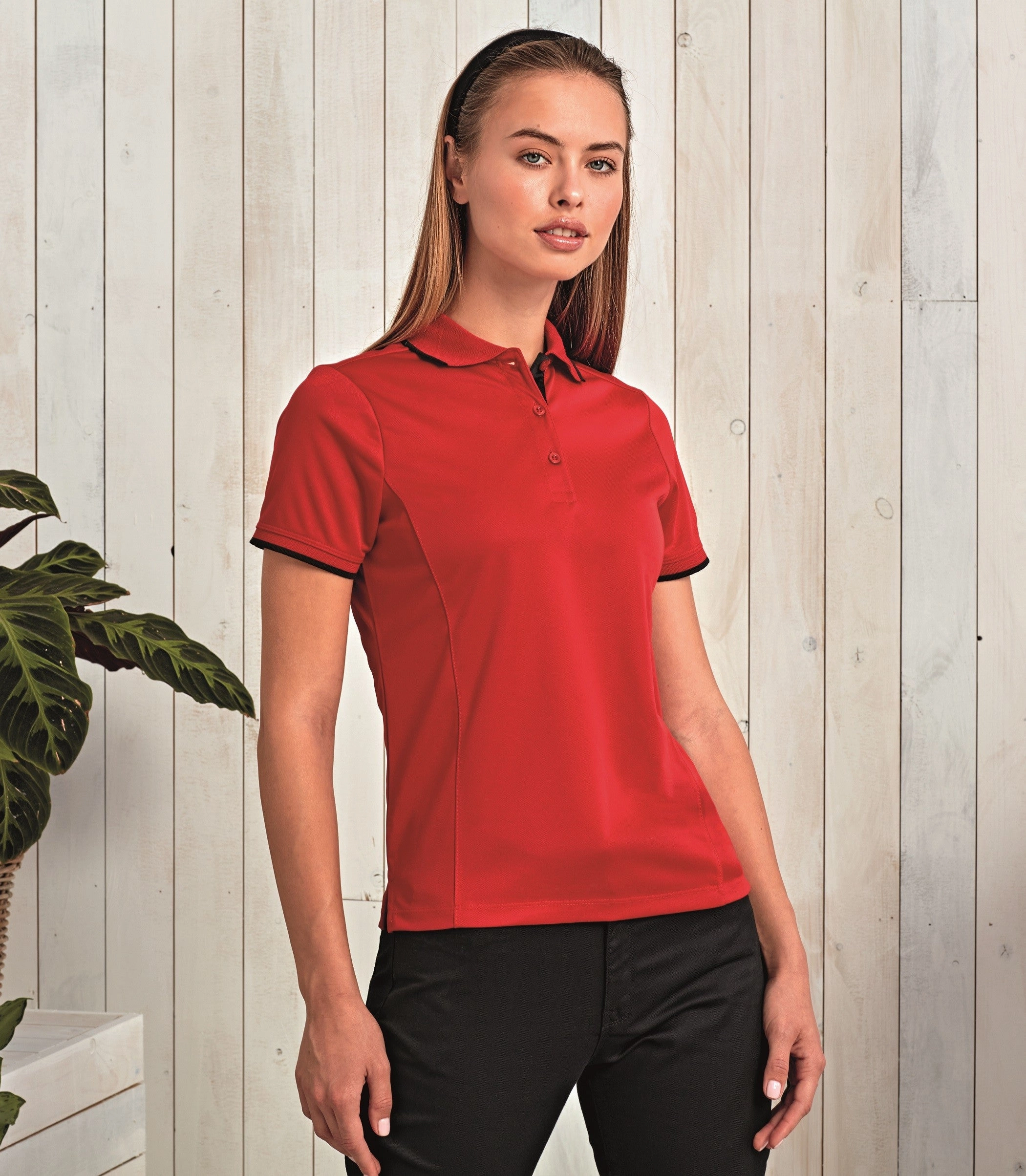 Women's Contrast Coolchecker Polo | BLACK/LIME Relaxed Look