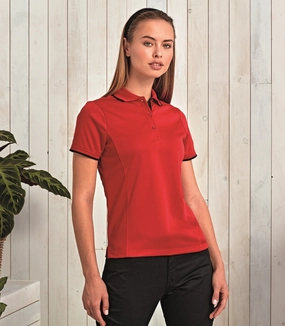 Women's Contrast Coolchecker Polo | BLACK/LIME Relaxed Look