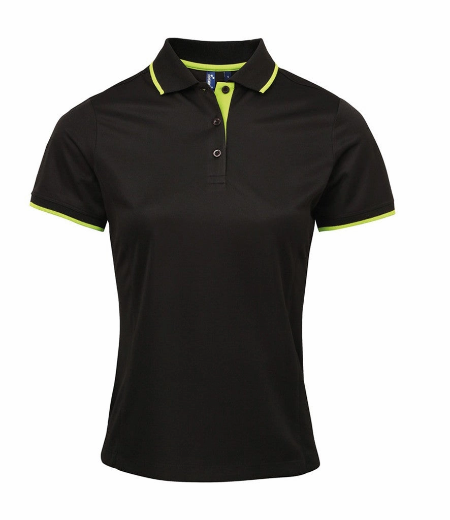 Relaxed Wear Women's Contrast Coolchecker Polo | BLACK/LIME