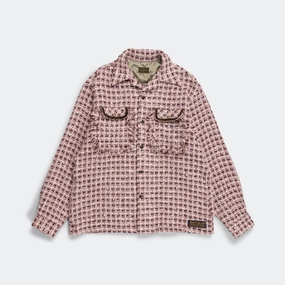 Fancy Tweed Board Shirt - Pink Casual Sophistication Trend-Driven