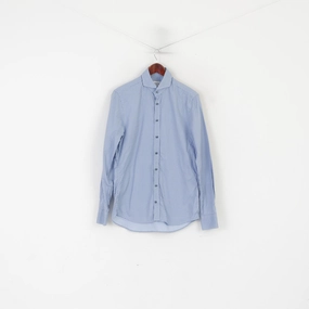 Wardrobe Essential Smooth Finish Stenstroms Men 40 S Casual Shirt Blue Cotton Slimline Fit Long Sleeve Top