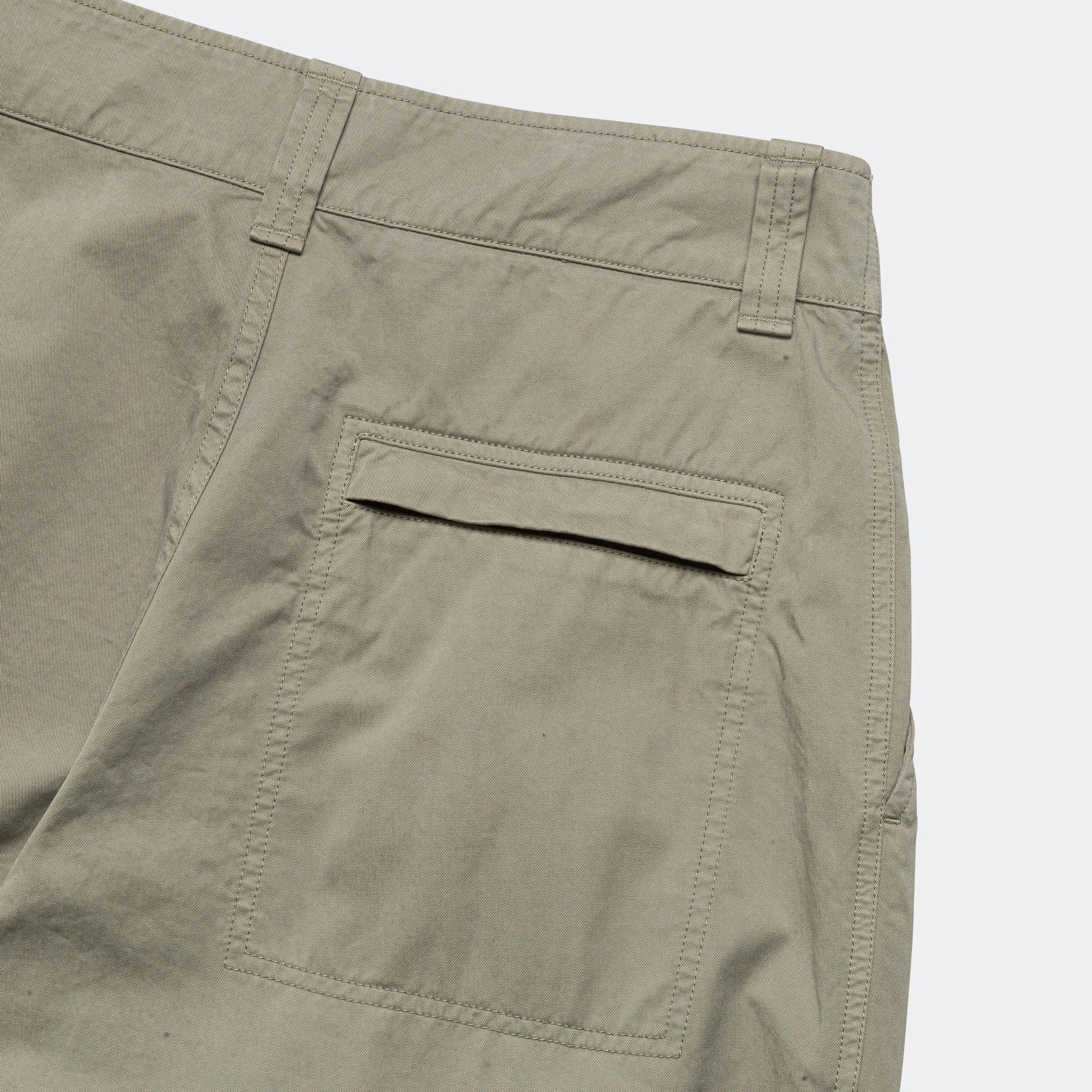 Stitch Pleat Trouser - Tough Cotton Twill Eucalyptus Refined fit Premium Stretch