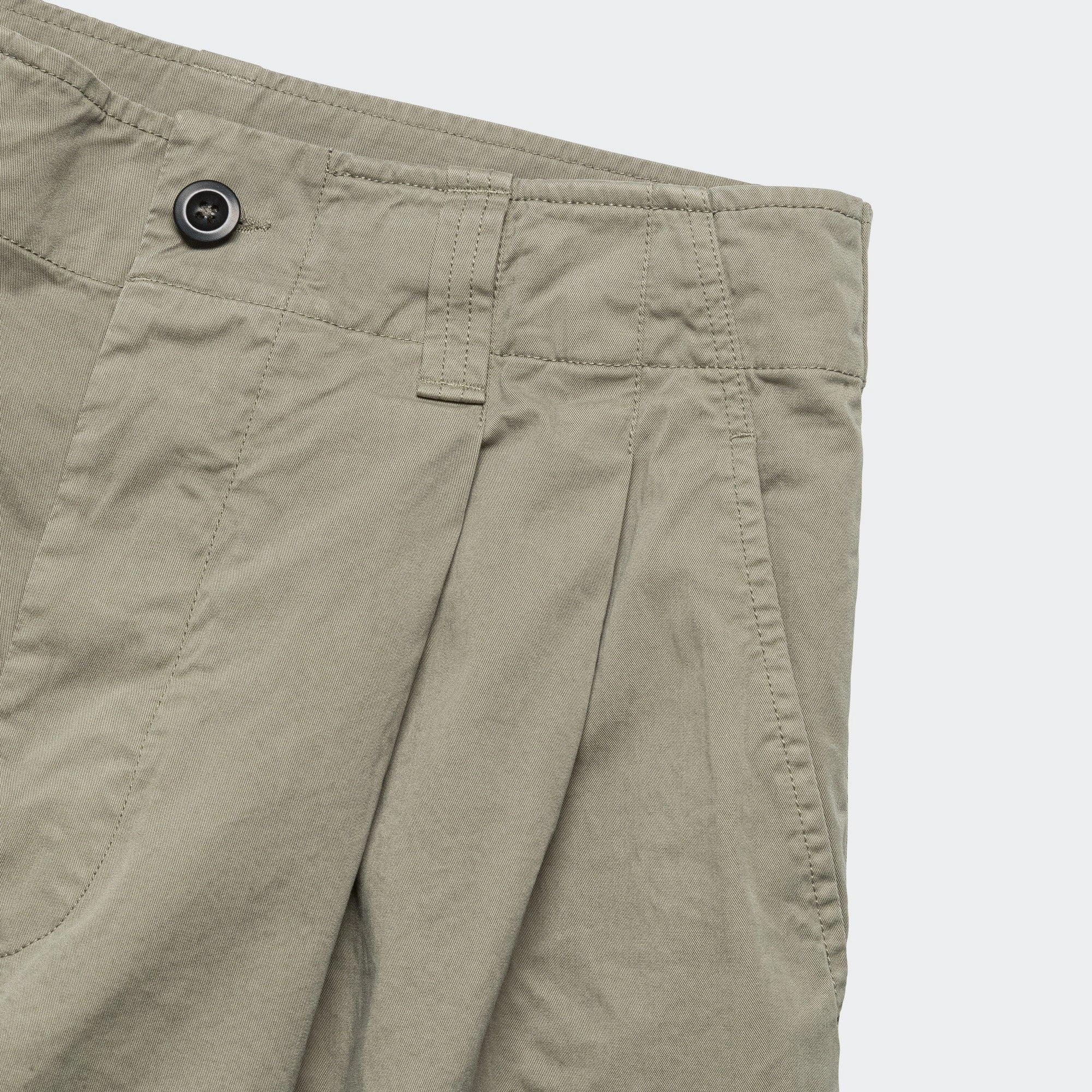 Casual Must-Have Stitch Pleat Trouser - Tough Cotton Twill Eucalyptus