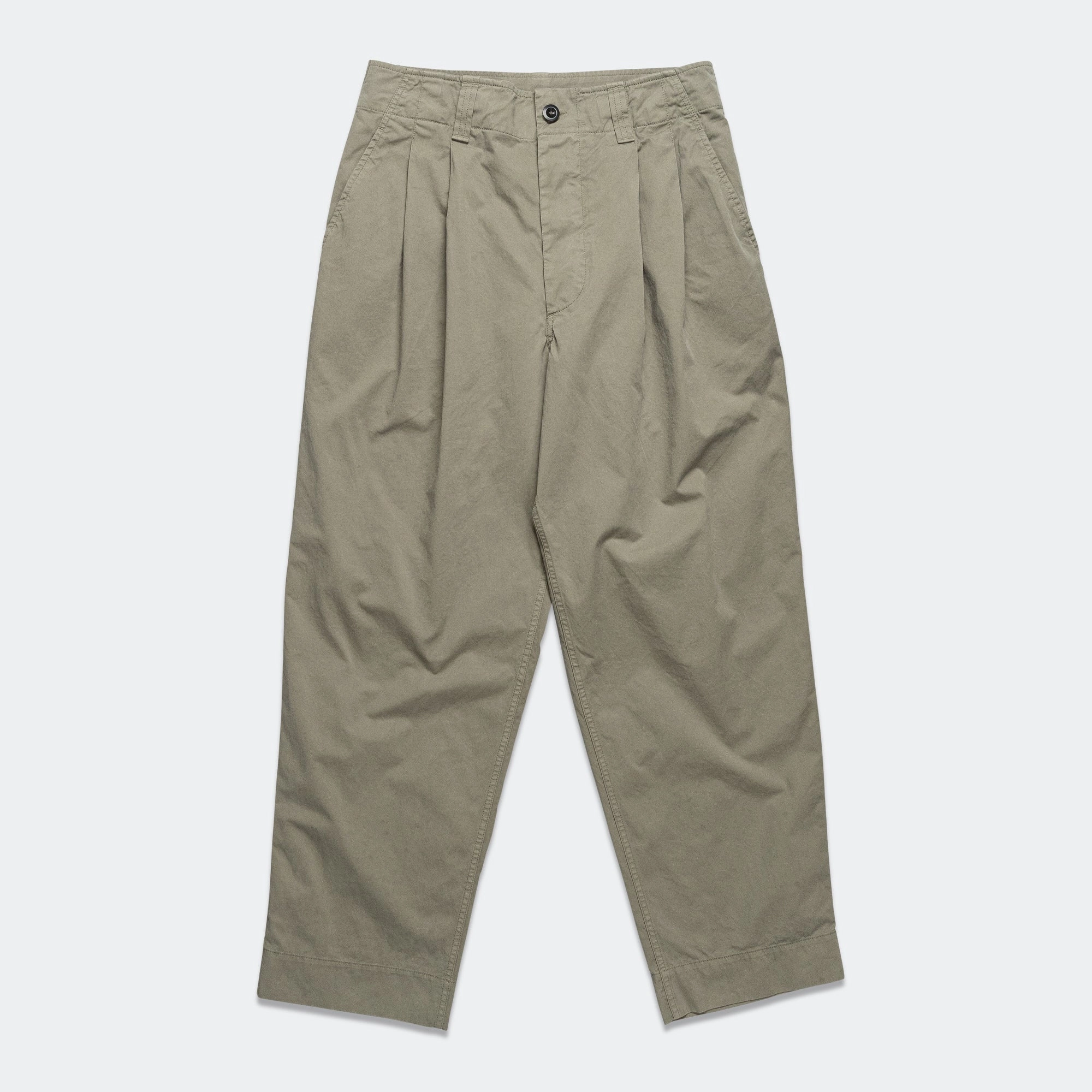 Flexible Activewear Stitch Pleat Trouser - Tough Cotton Twill Eucalyptus