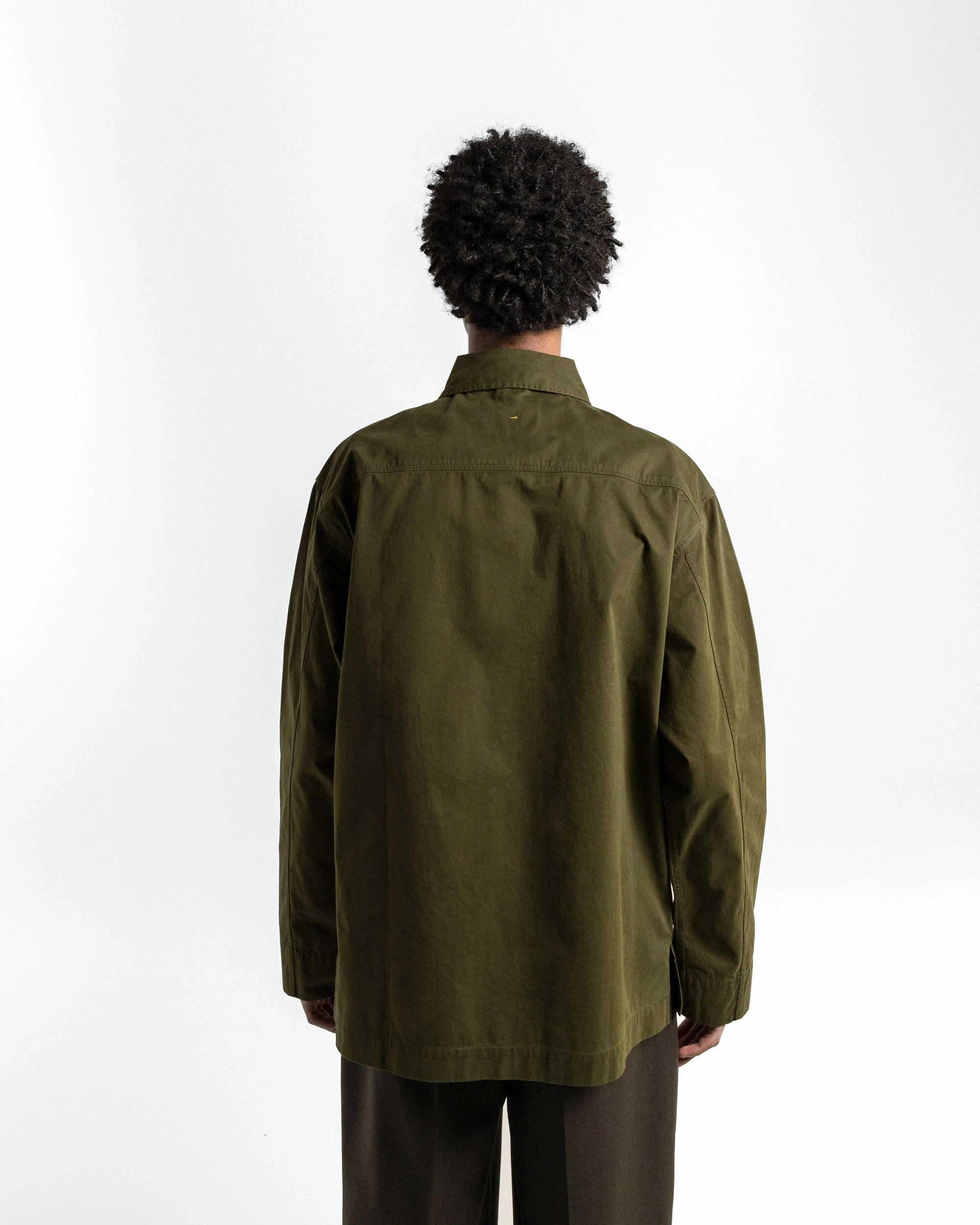 Storm Flap Shirt - Seaweed Brushed Cotton Twill Sweat-Absorbing Smooth Cotton Blend