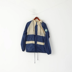 Detect Uvex Men S Rain Jacket Navy Vintage Nylon Waterproof Hidden Hood BikeZip Up Top