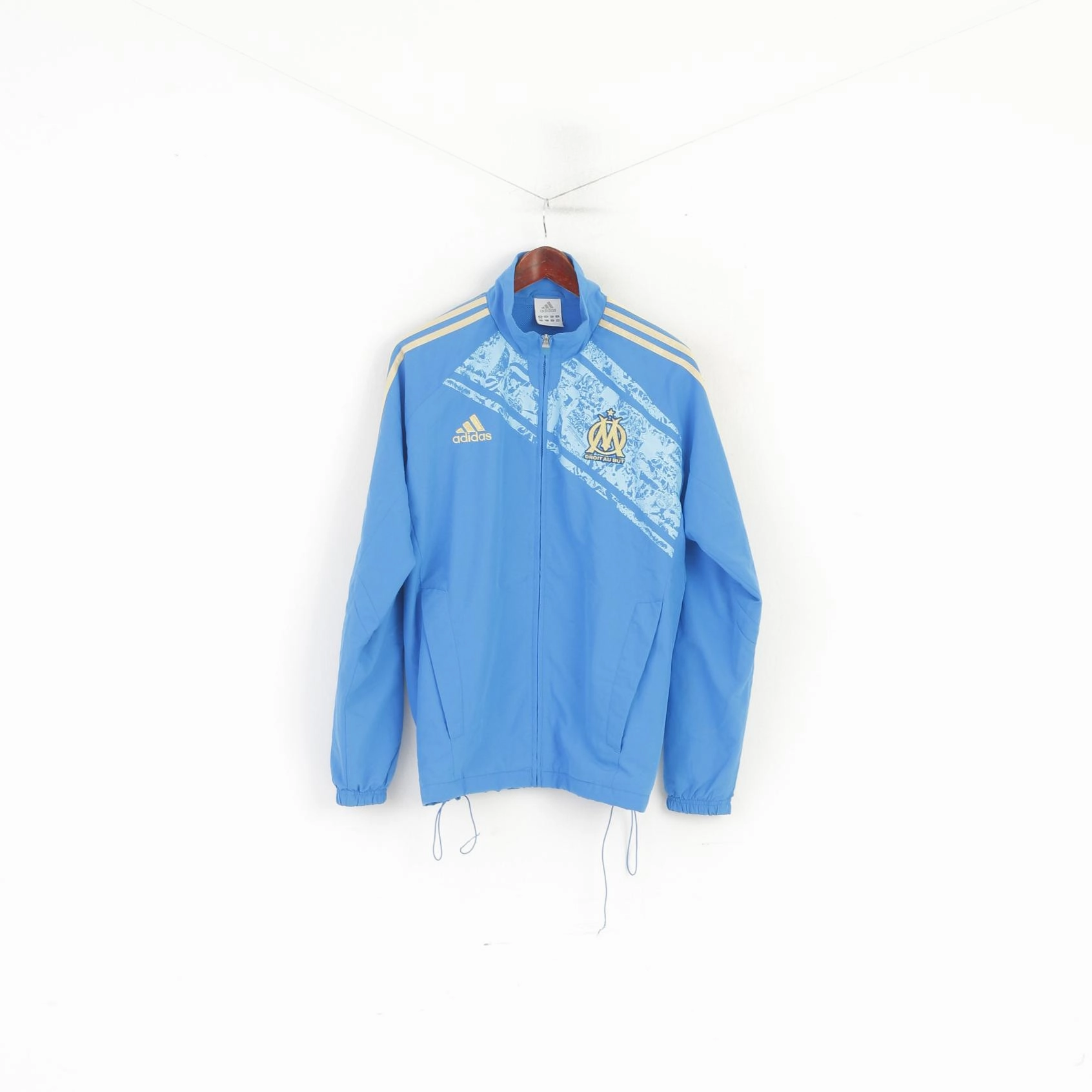 Adidas Olympique de Marseille Men M 174 Jacket Blue Football Full Zipper Sport Track Top Retro Relaxed Cut