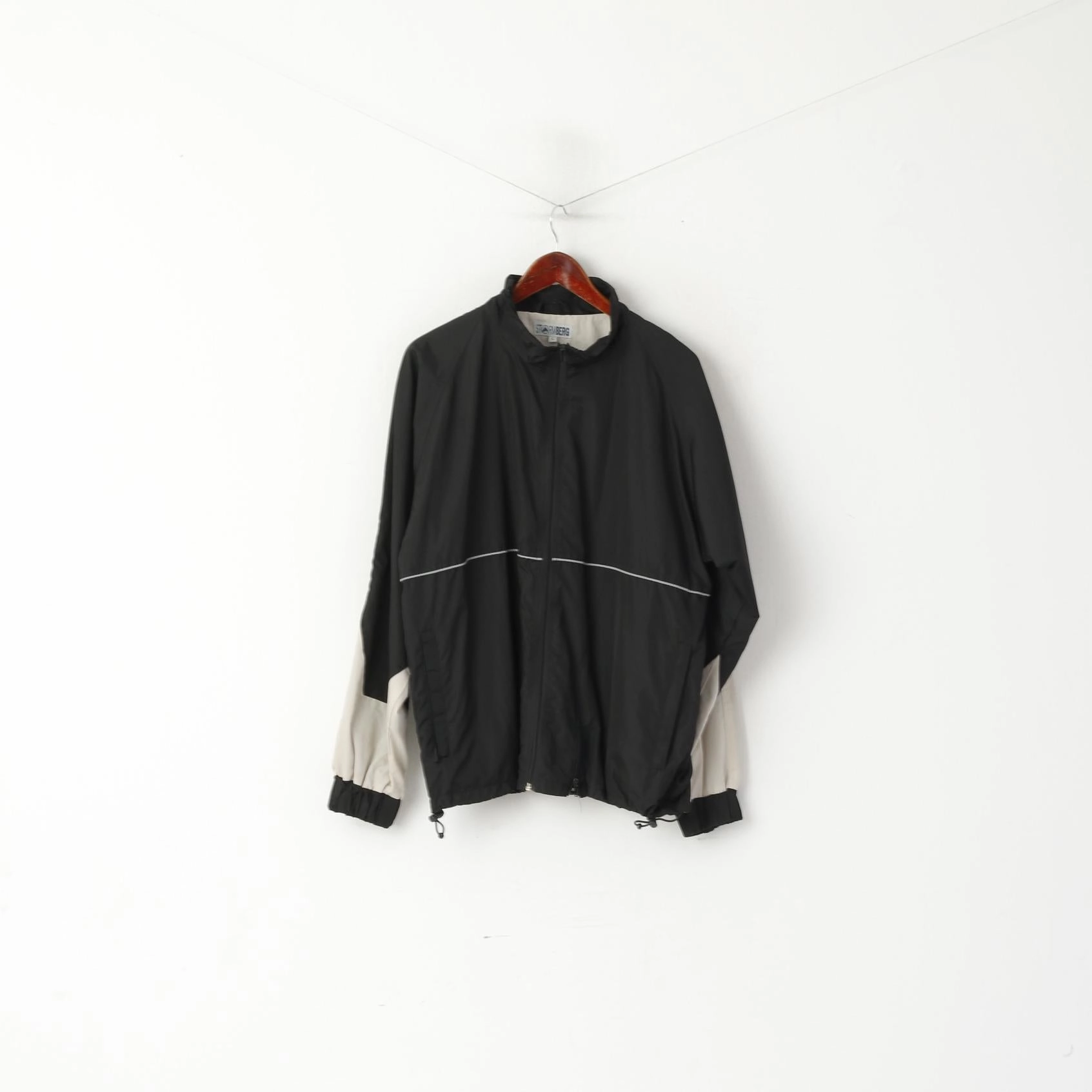 Stormberg Men L Lightweight Jacket Black Beige Bomber Full Zipper Sportswear Top Record