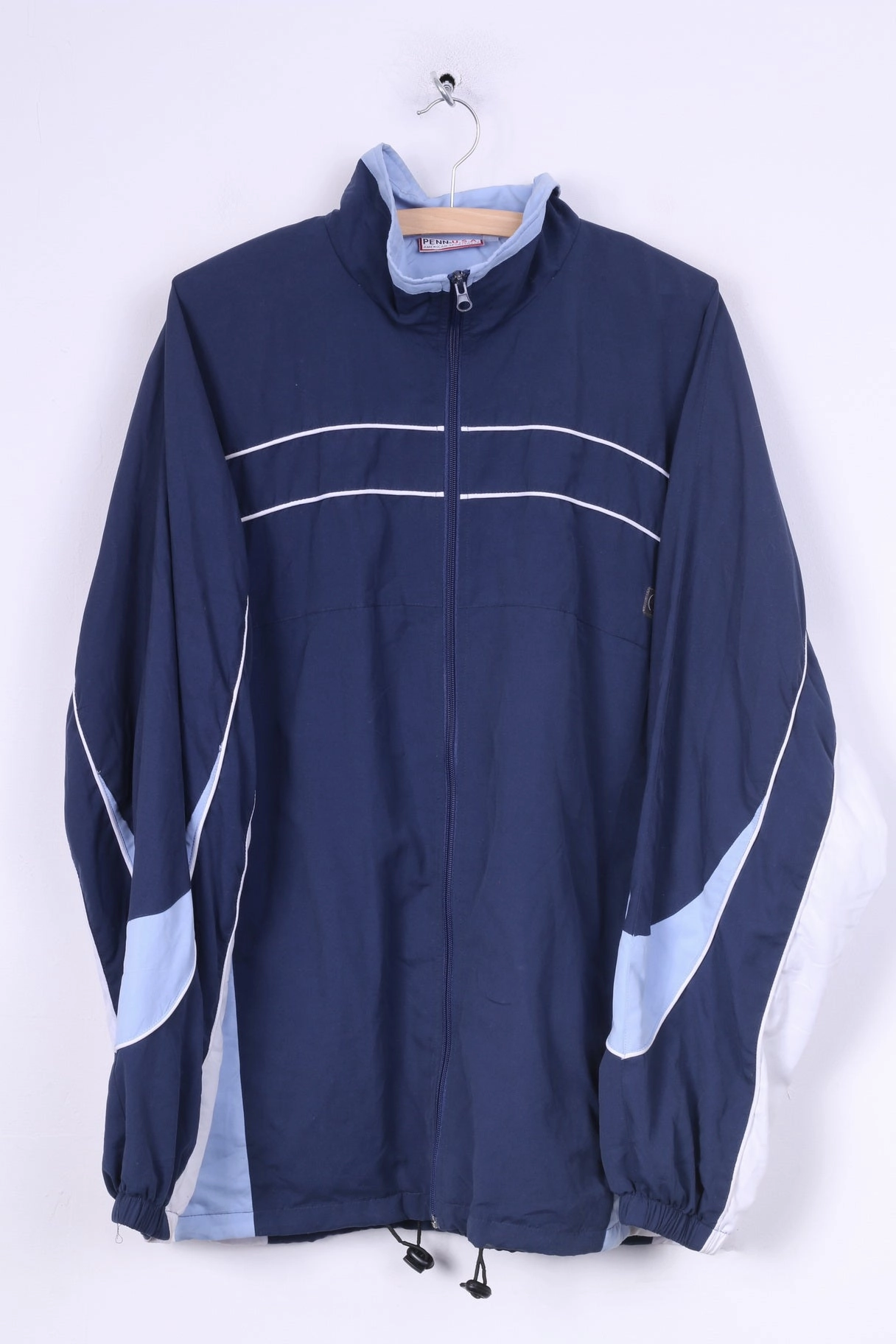 Penn U.S.A. Mens L Jacket Lightweight Full Zipper Blue American Sportswear Layer Comfort