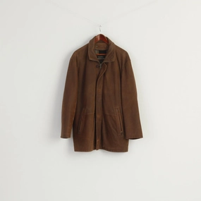 Fleece Trapper Men 52 L Leather Jacket Brown Bilbao Full Zipper Classic Orgiginal Top