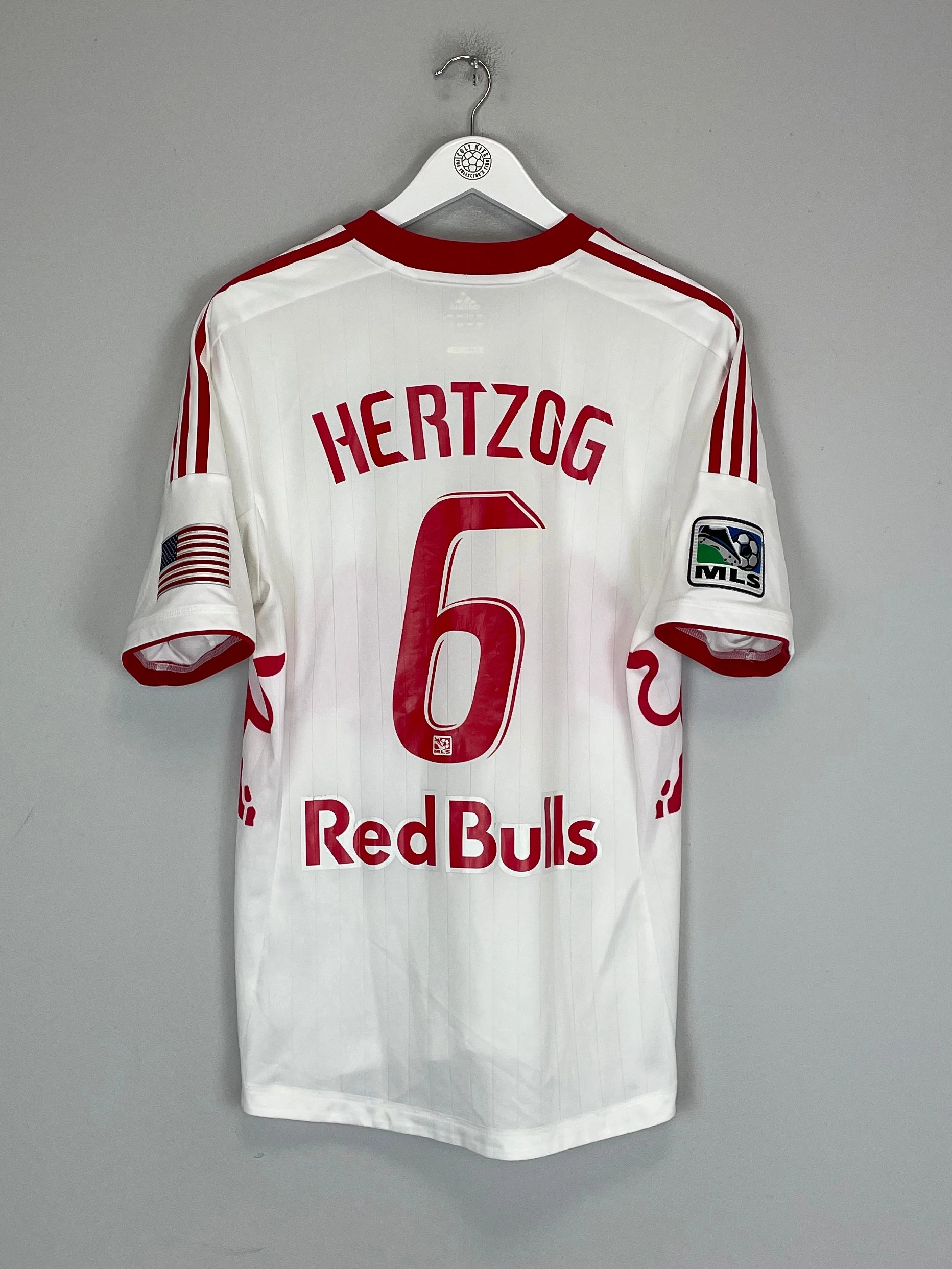 2012/13 NEW YORK RED BULLS HERTZOG #6 *PLAYER ISSUE* HOME SHIRT (L) ADIDAS Non Chafe Edging Fitted Layer