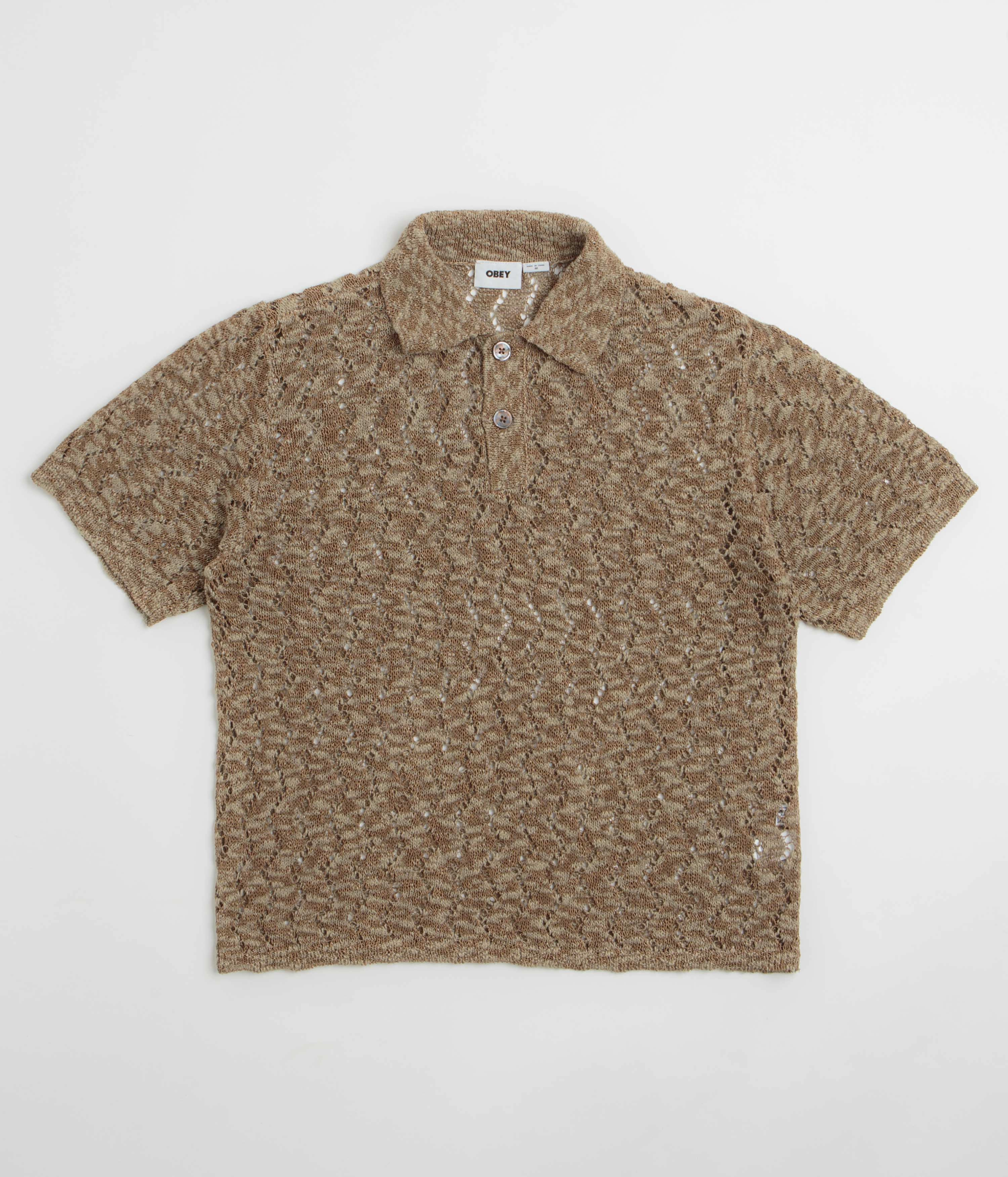 Obey Andre Polo Short Sleeve Sweatshirt - Toffee Brown product display product graffiti urbanity