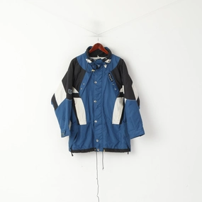 Bill Unica Men L Ski Jacket Blue Vintage Padded Full Zip Drawstring Outdoor Norway Parka