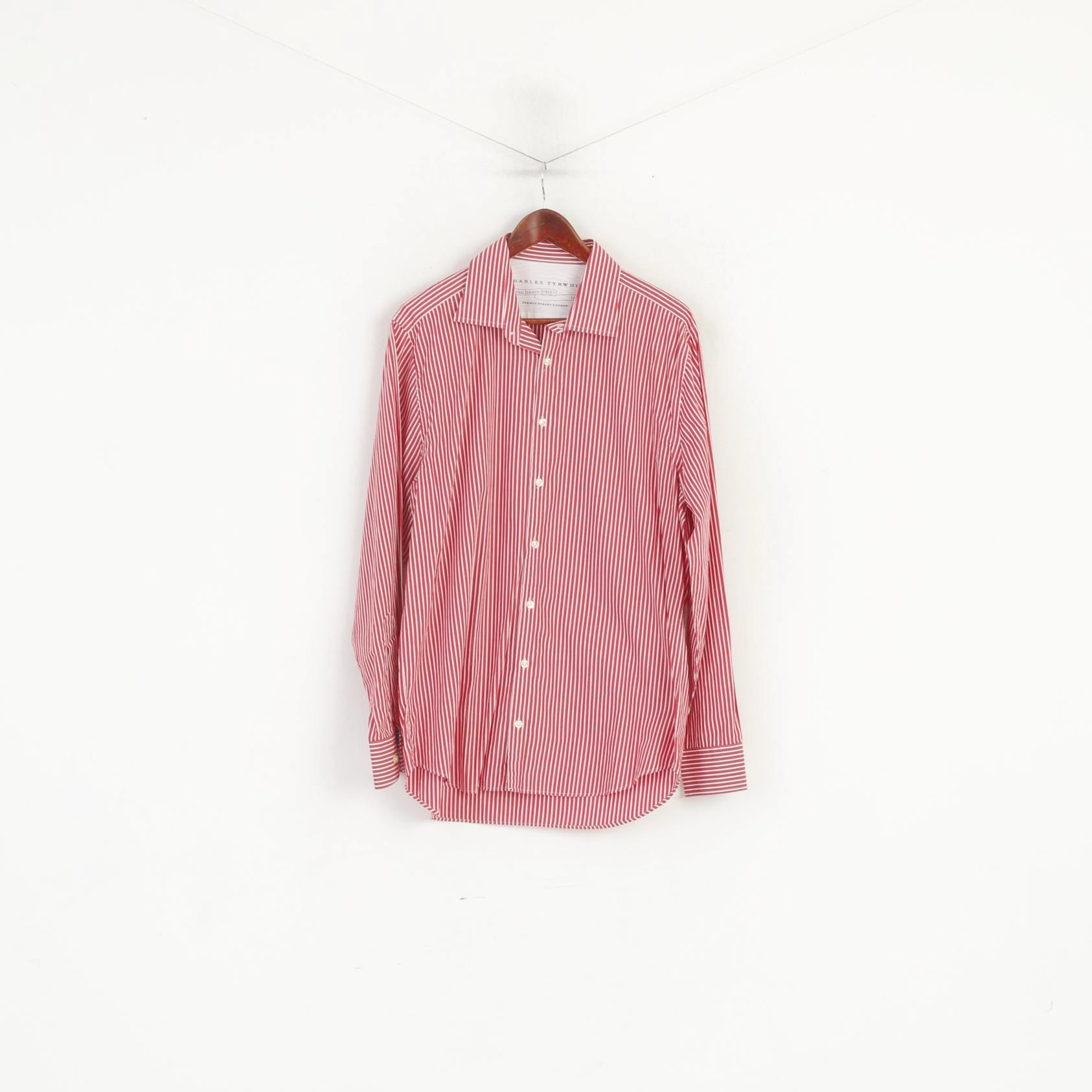 Trendy Outfit Classy Detail Charles Tyrwhitt Men L Casual Shirt Red Striped Cotton Long Sleeve Top