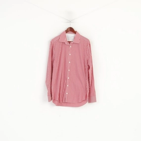 Trendy Outfit Classy Detail Charles Tyrwhitt Men L Casual Shirt Red Striped Cotton Long Sleeve Top
