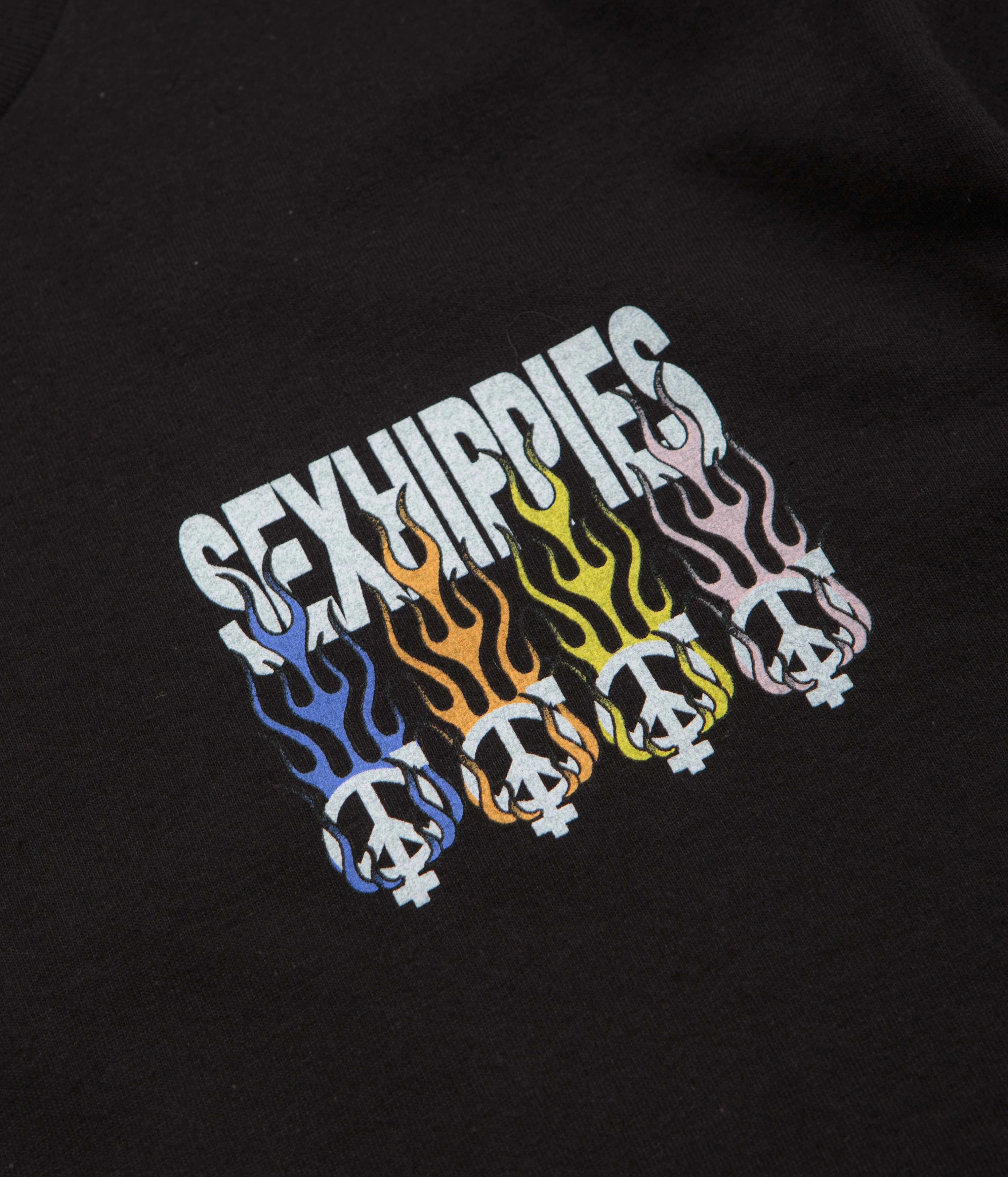 Festival wear Sexhippies Flame Circle T-Shirt - Black